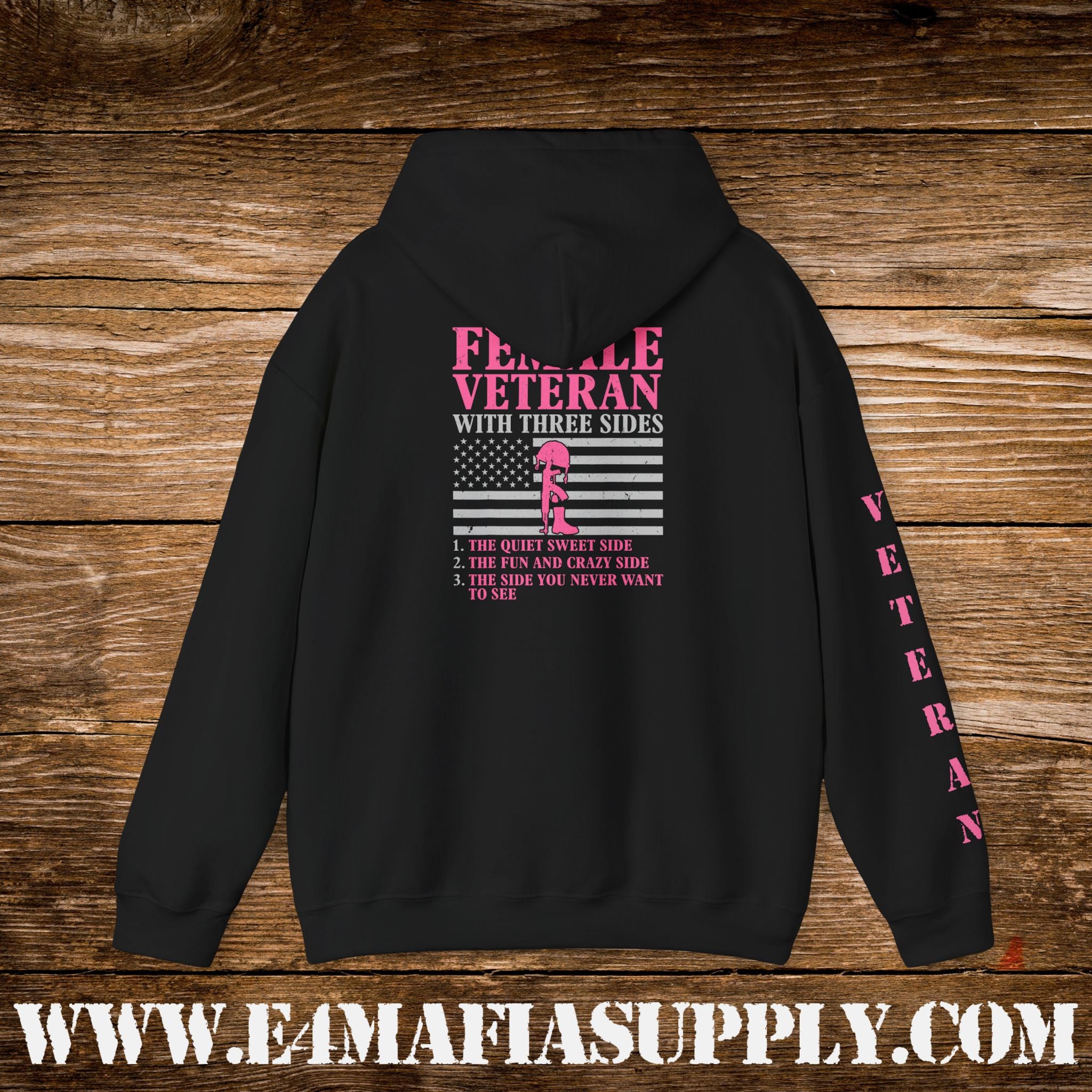 Female Veteran With Three Sides Hoodie