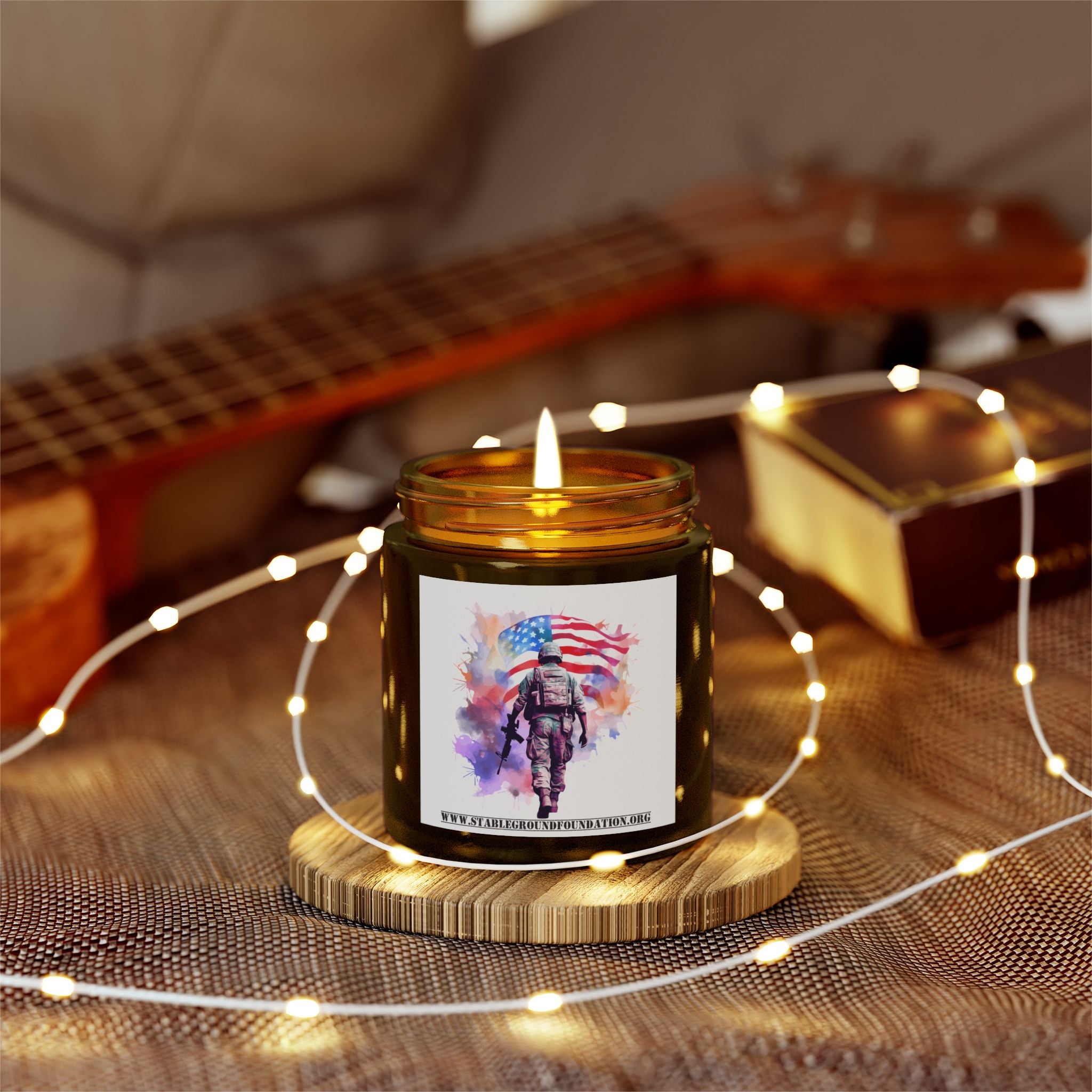 Watercolor Soldier Candle – Honor, Courage, and Freedom in Every Flame