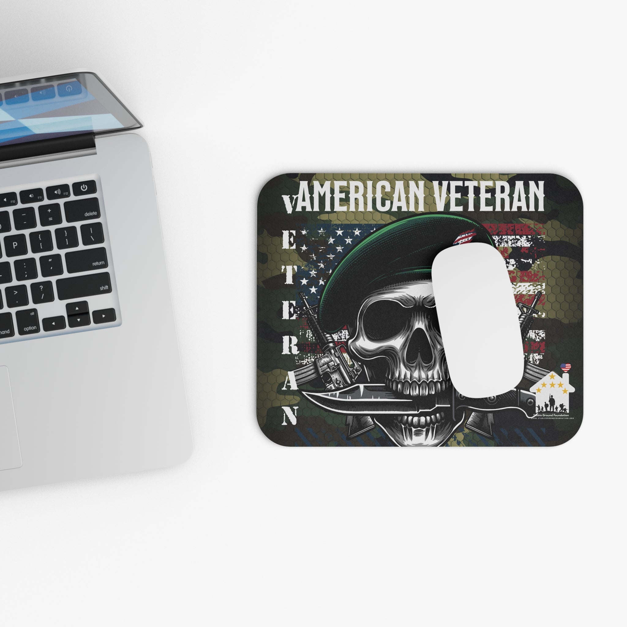 American Veteran – Green Beret Skull Patriotic Mouse Pad