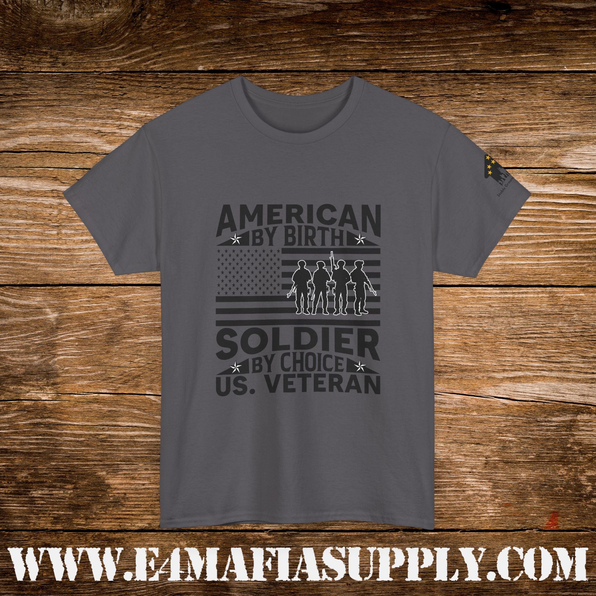 “American by Birth, Soldier by Choice” – U.S. Veteran Patriotic T-Shirt