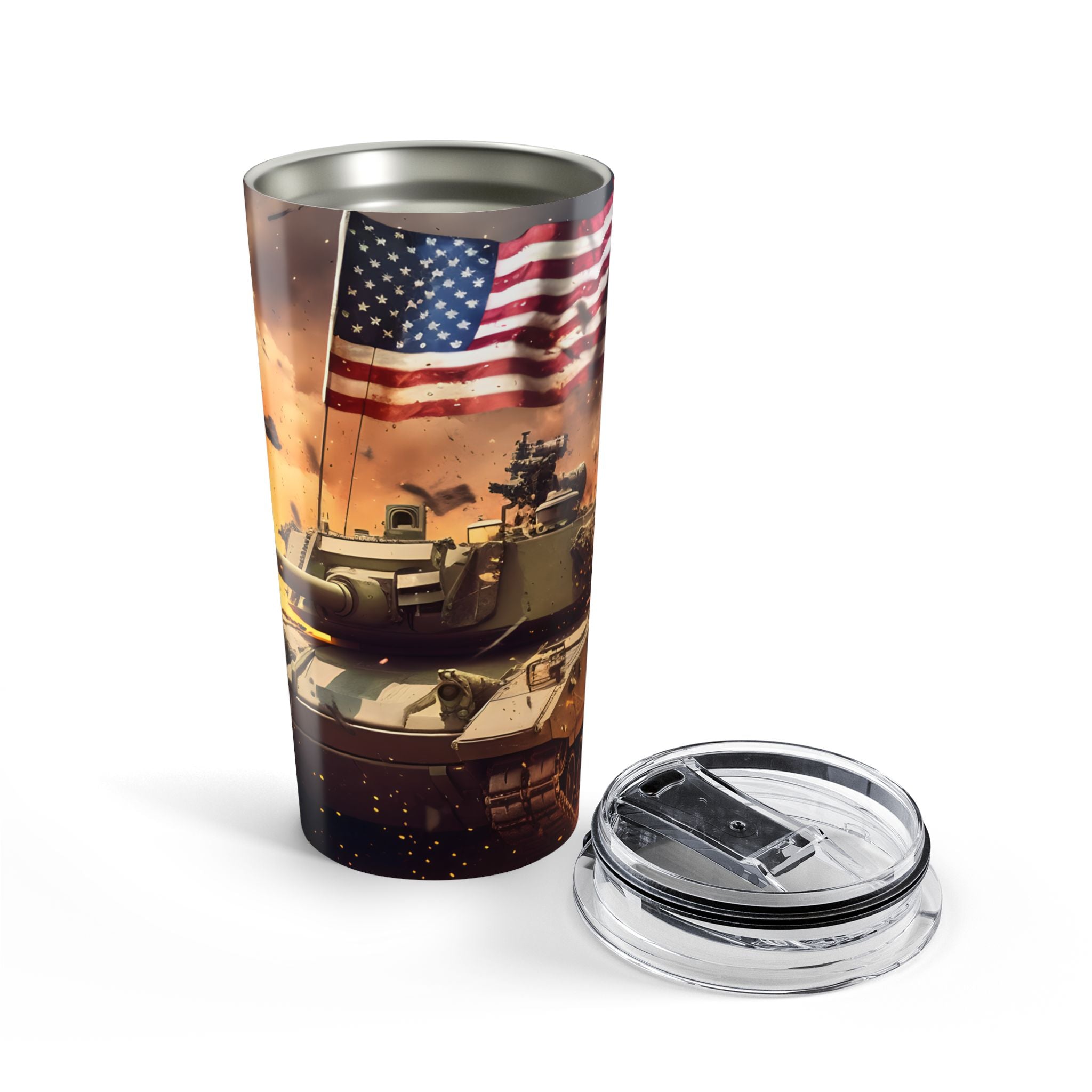 Steel & Glory — Patriotic Tank Tumbler Built for the Bold