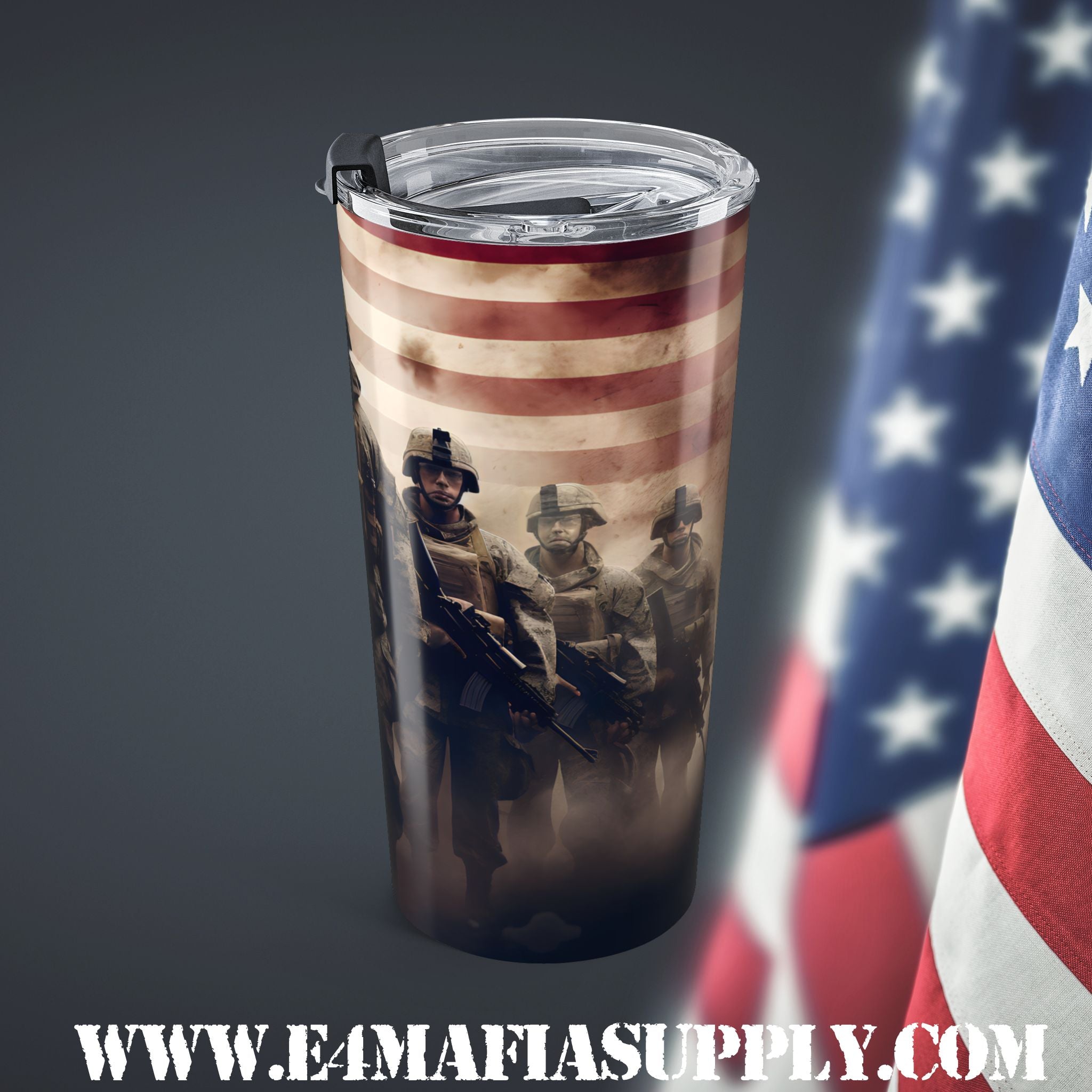 Frontline Freedom — Patriotic Soldier Tumbler for the Brave and the United