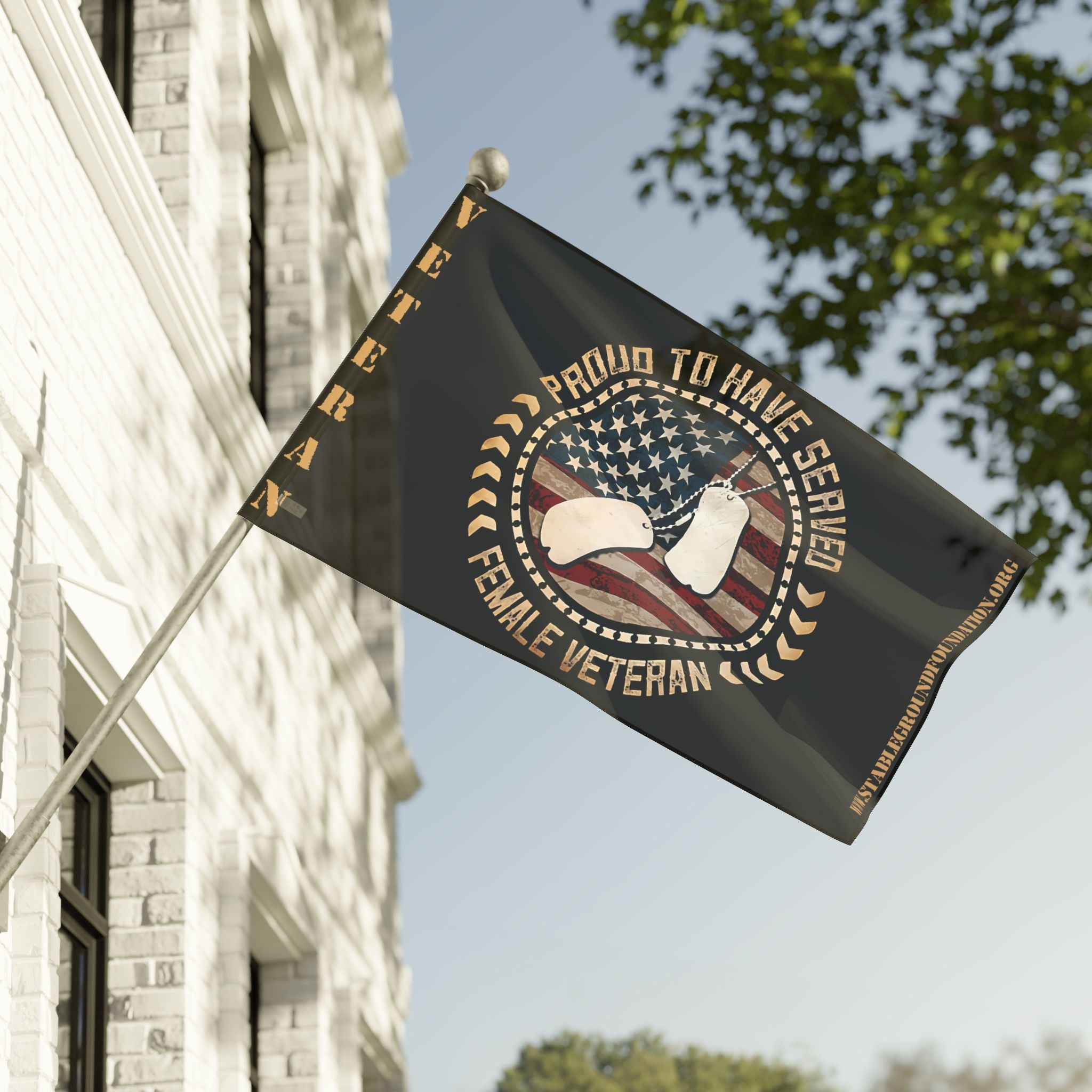 Proud to Have Served — Female Veteran Flag Honoring Courage and Commitment