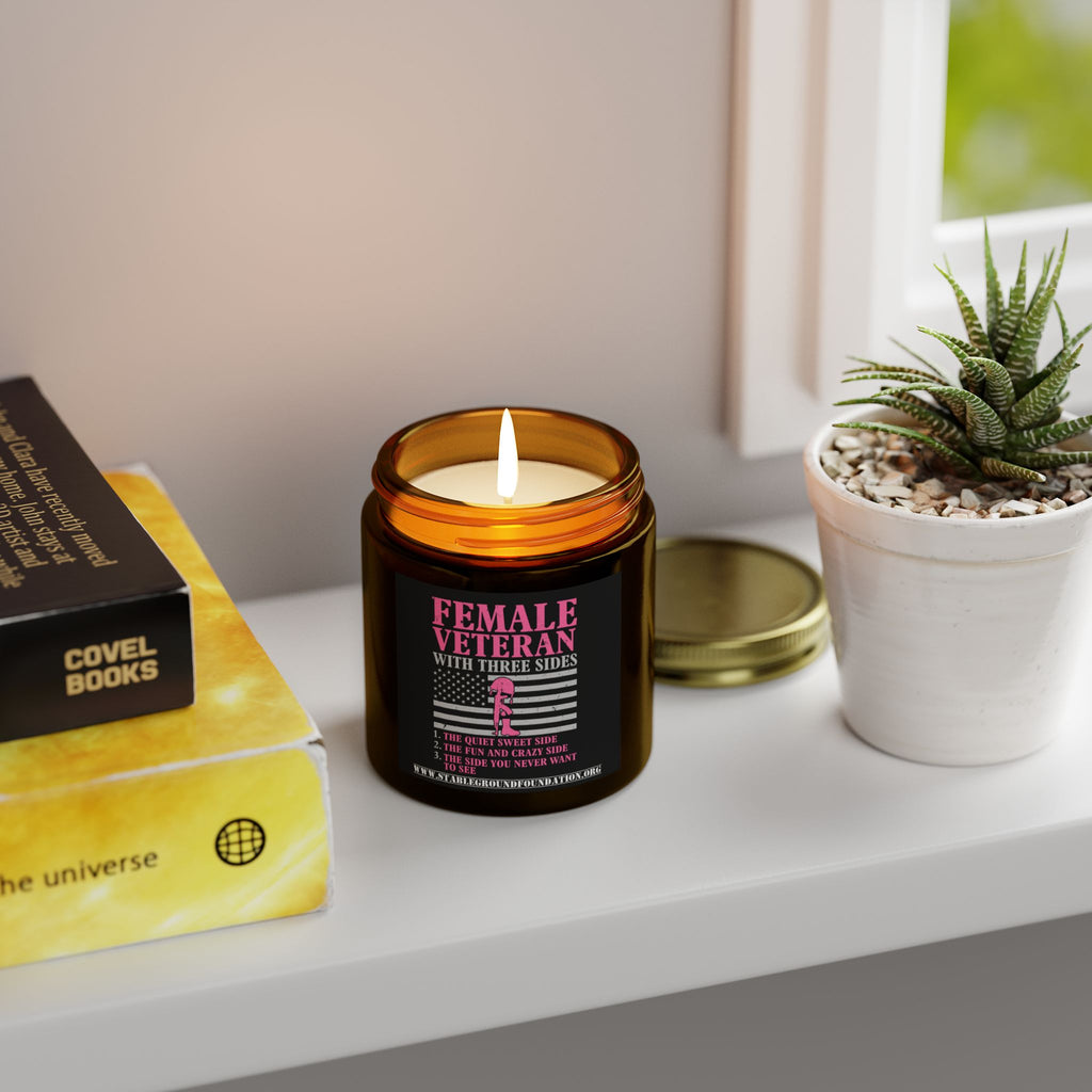 Female Veteran Candle – Pink Ribbon Tribute with Three Sides of Strength