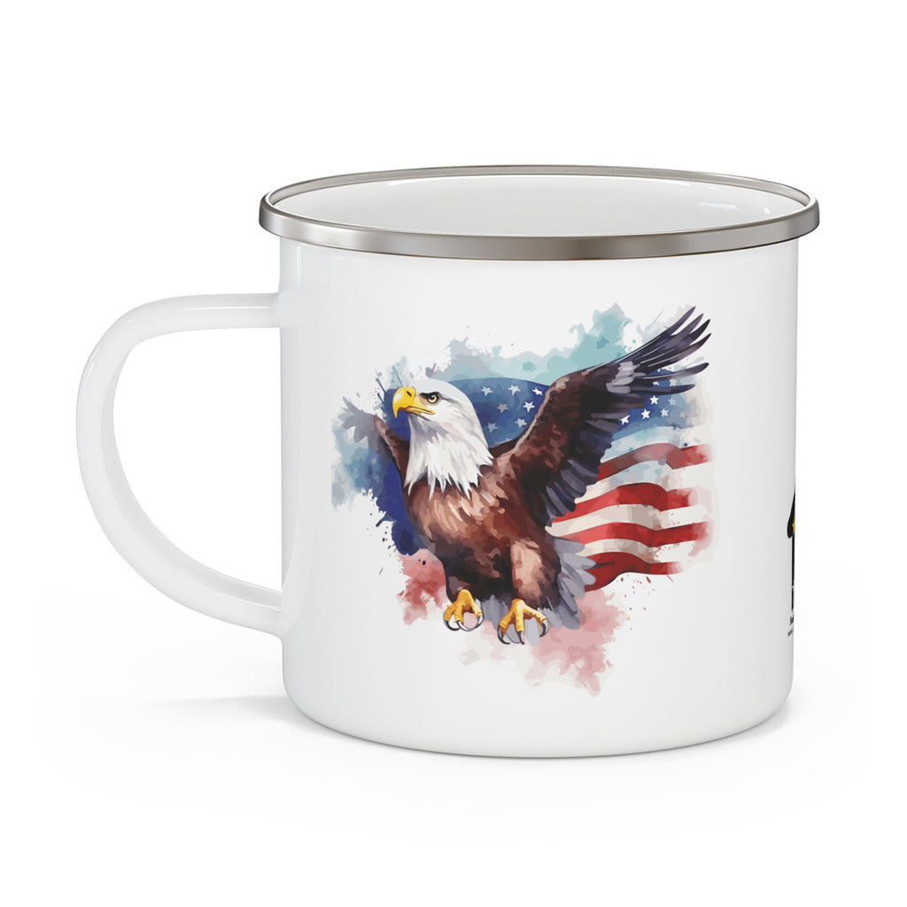 American Eagle Coffee Cup – Patriotic Watercolor Enamel Mug