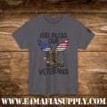 “God Bless Our Veterans” – Patriotic American Flag Boots & Wings T-Shirt
