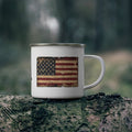 Rustic American Flag Mug | Vintage Patriotic Enamel Coffee Cup