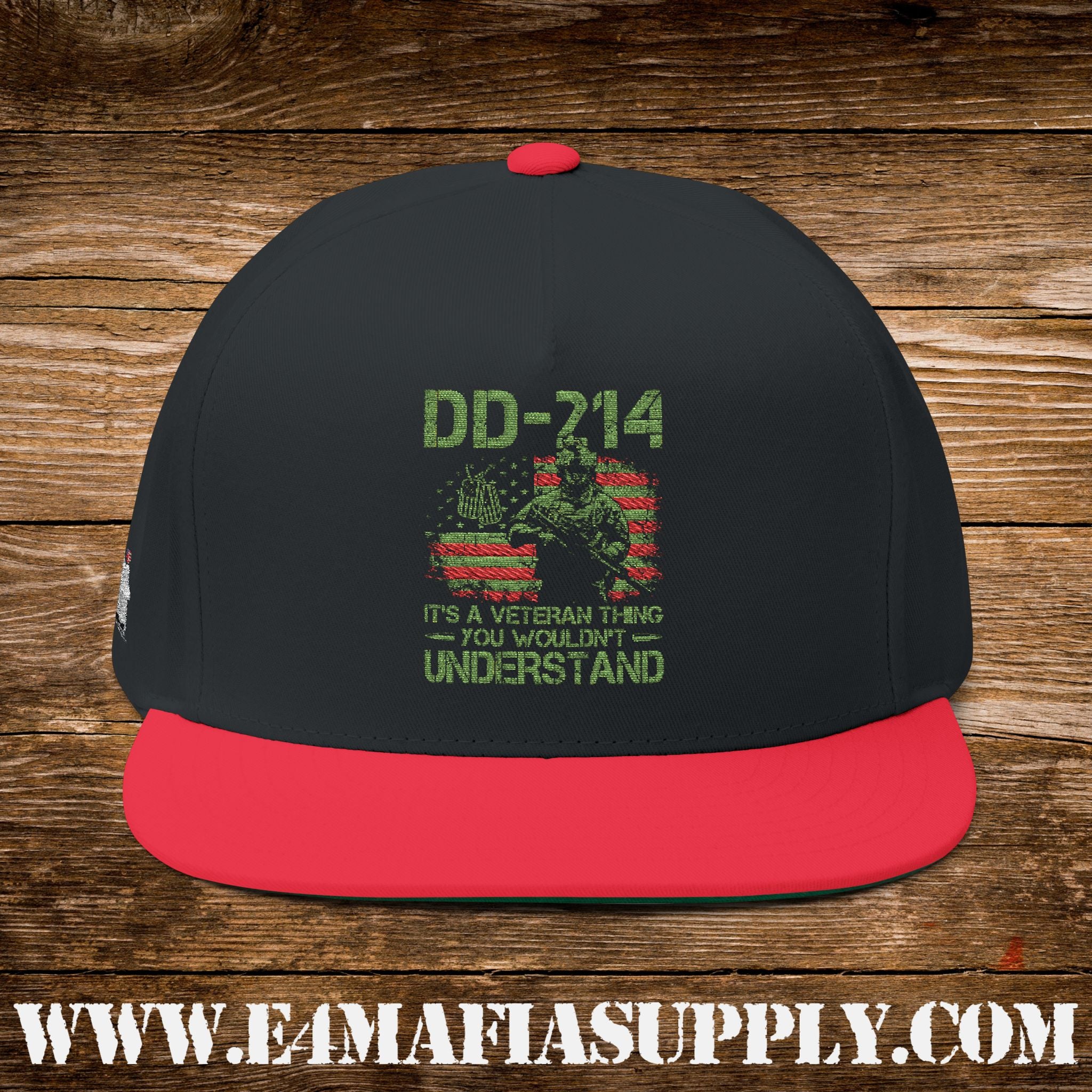 DD-214 “It’s a Veteran Thing You Wouldn’t Understand” Flat Bill Cap with American Flag