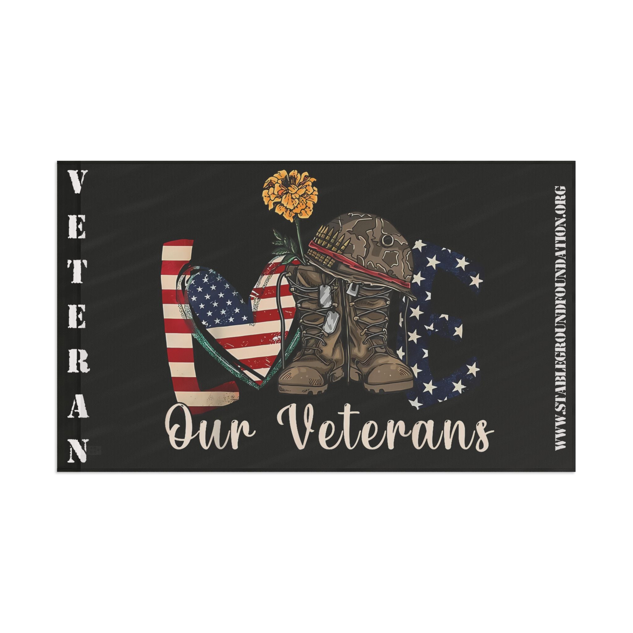 Love Our Veterans — Patriotic Flag Honoring Service, Sacrifice & Strength