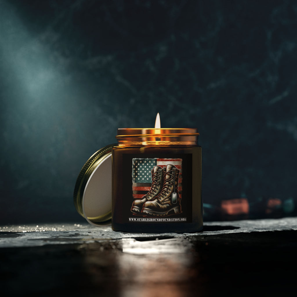 Honor and Remembrance Candle – Boots and Flag Tribute