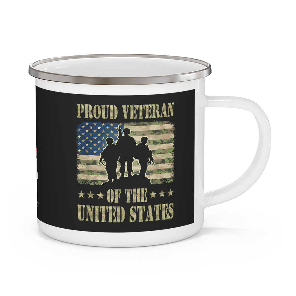 Proud Veteran Coffee Cup – Patriotic Military Enamel Mug
