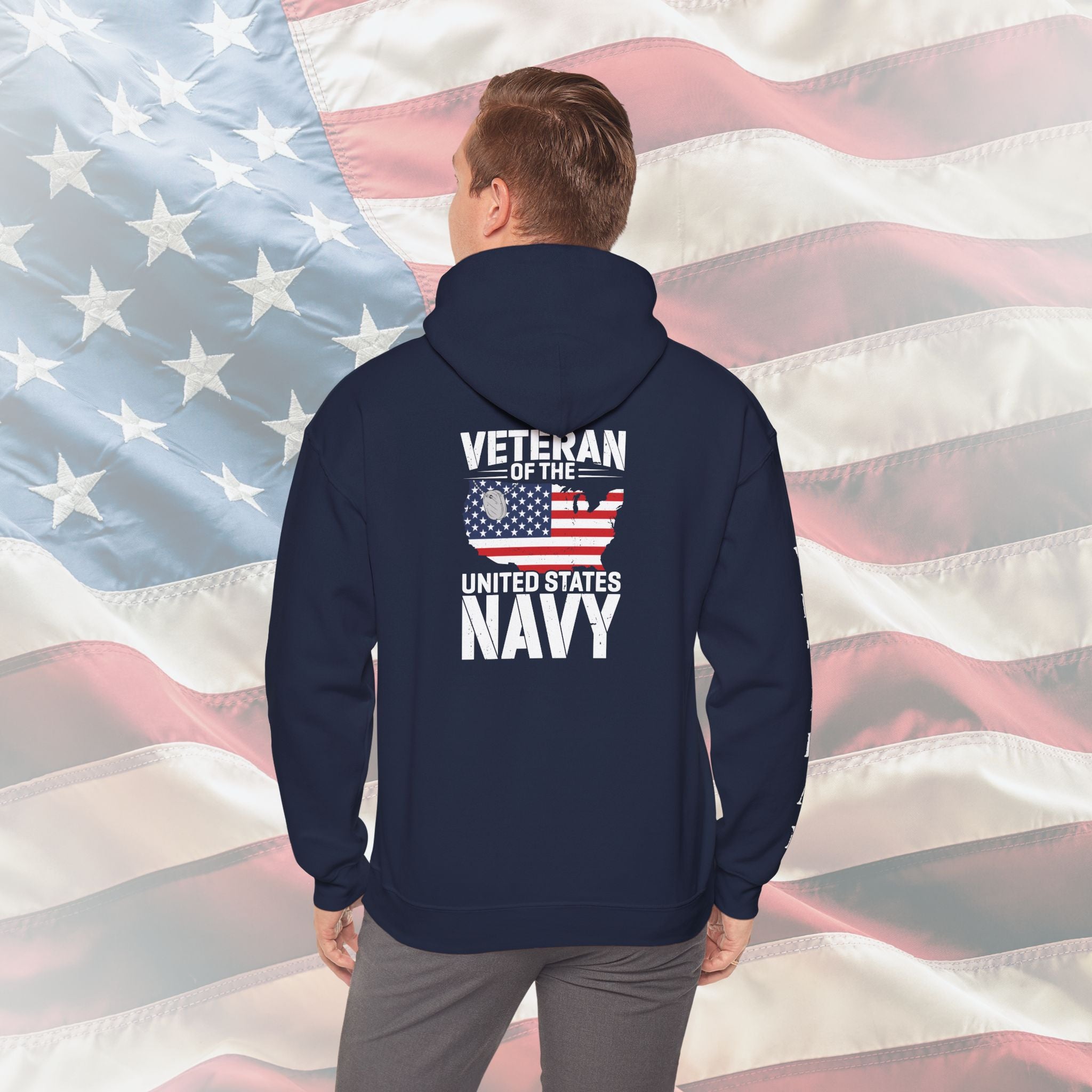 United States Navy Veteran Hoodie – Patriotic Flag Edition