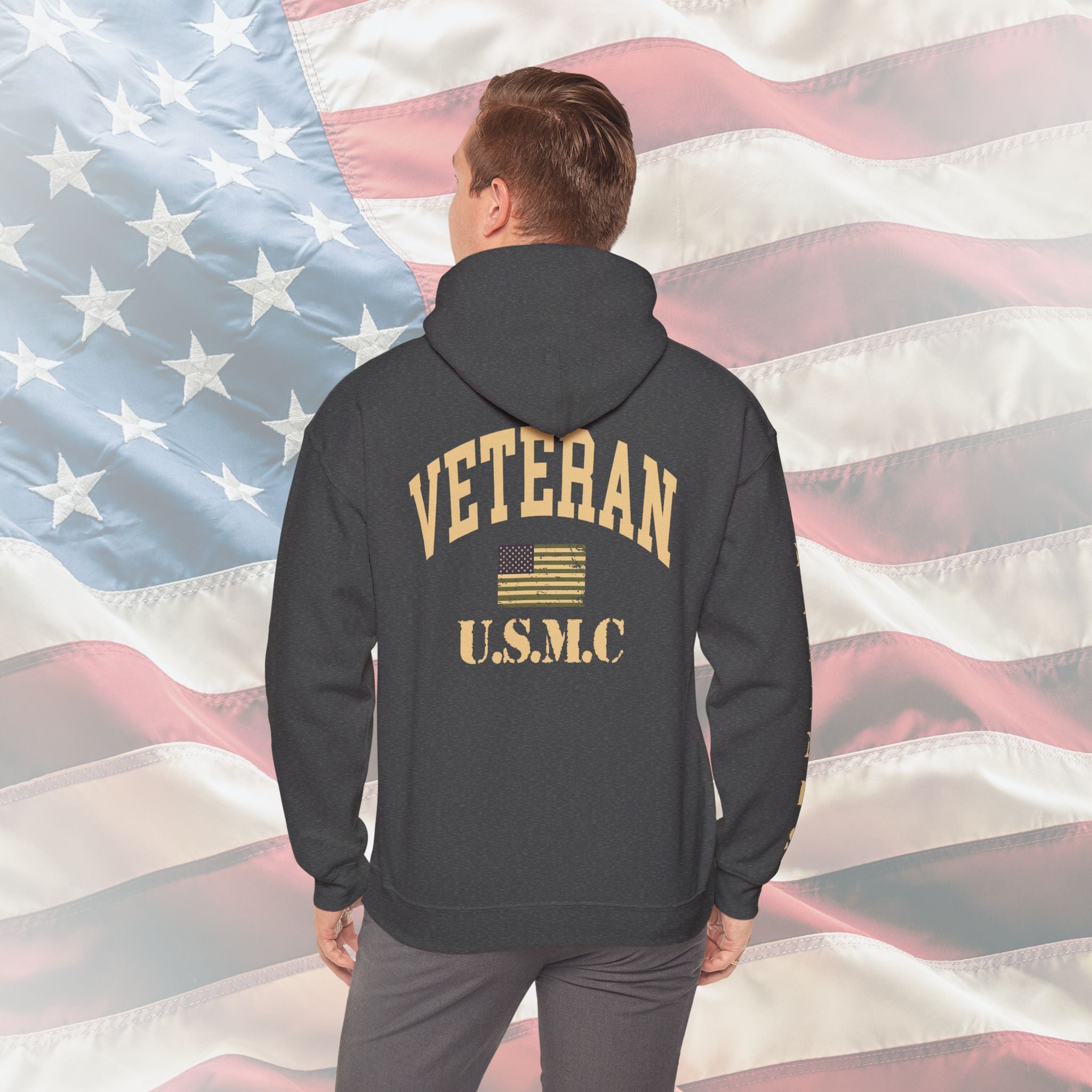 “USMC Veteran Flag” Military Pride Hoodie