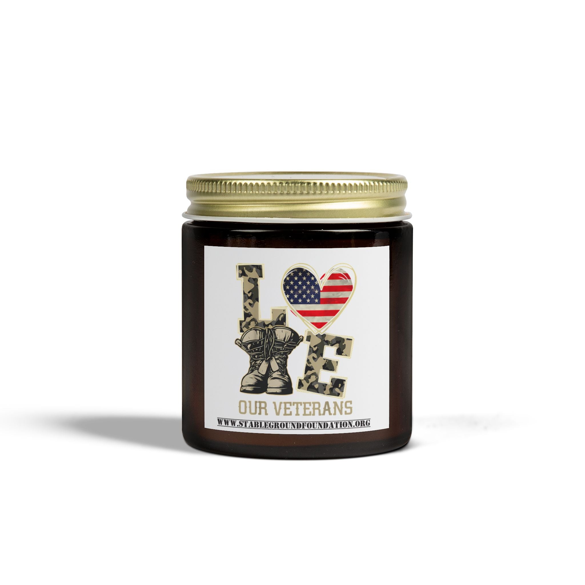 Love Our Veterans Candle – Soldier Silhouette Tribute Candle