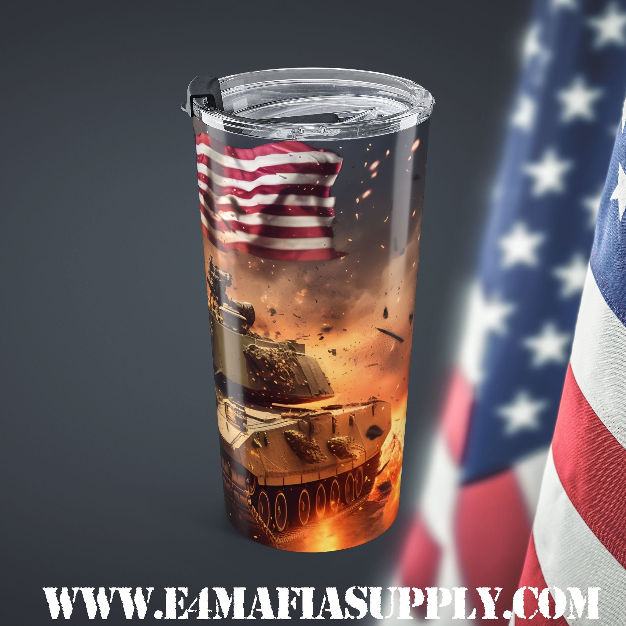 Steel & Glory — Patriotic Tank Tumbler Built for the Bold