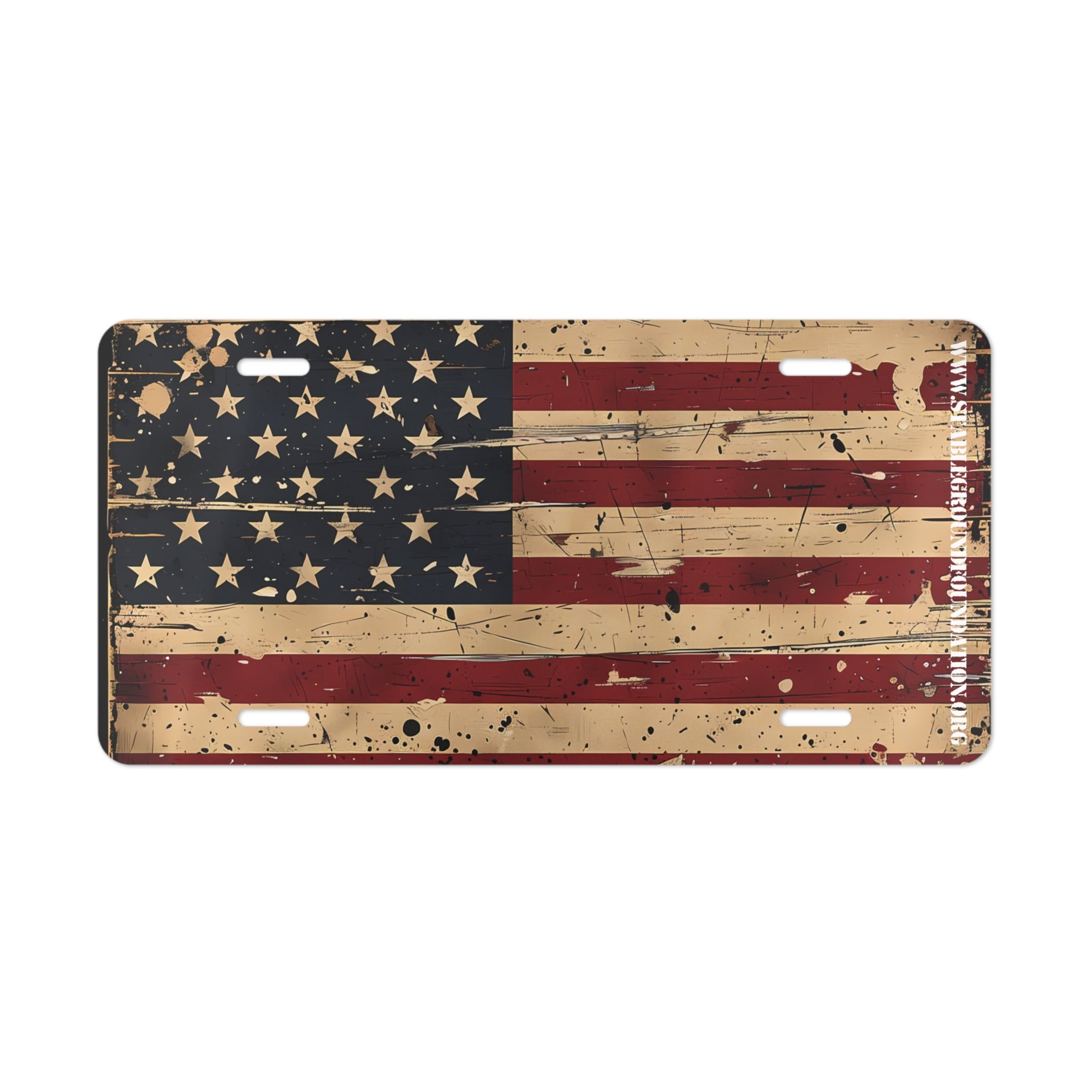 Distressed American Flag License Plate – Rustic Patriotic Veteran Design