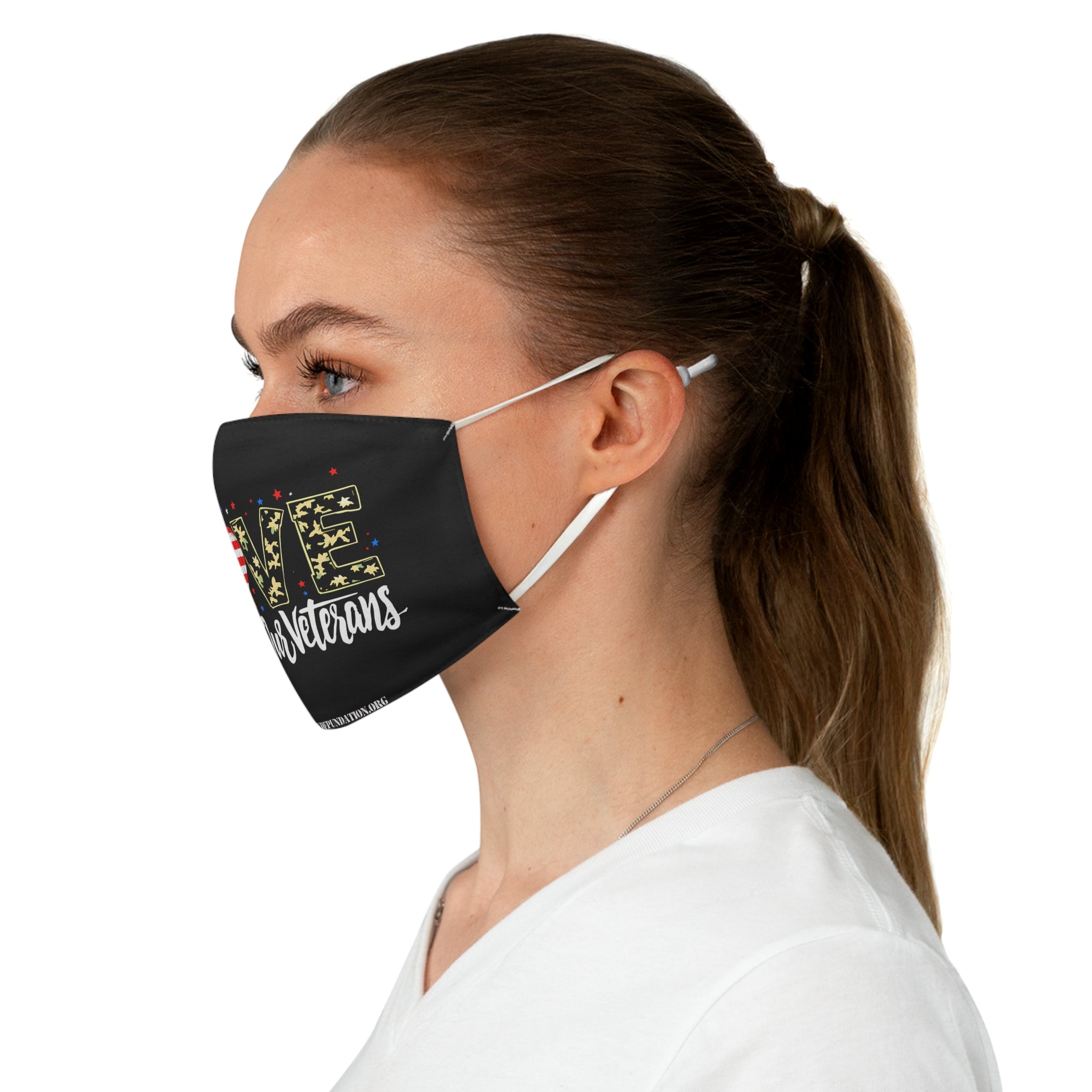 Love Our Veterans – Patriotic Camo Heart Face Mask