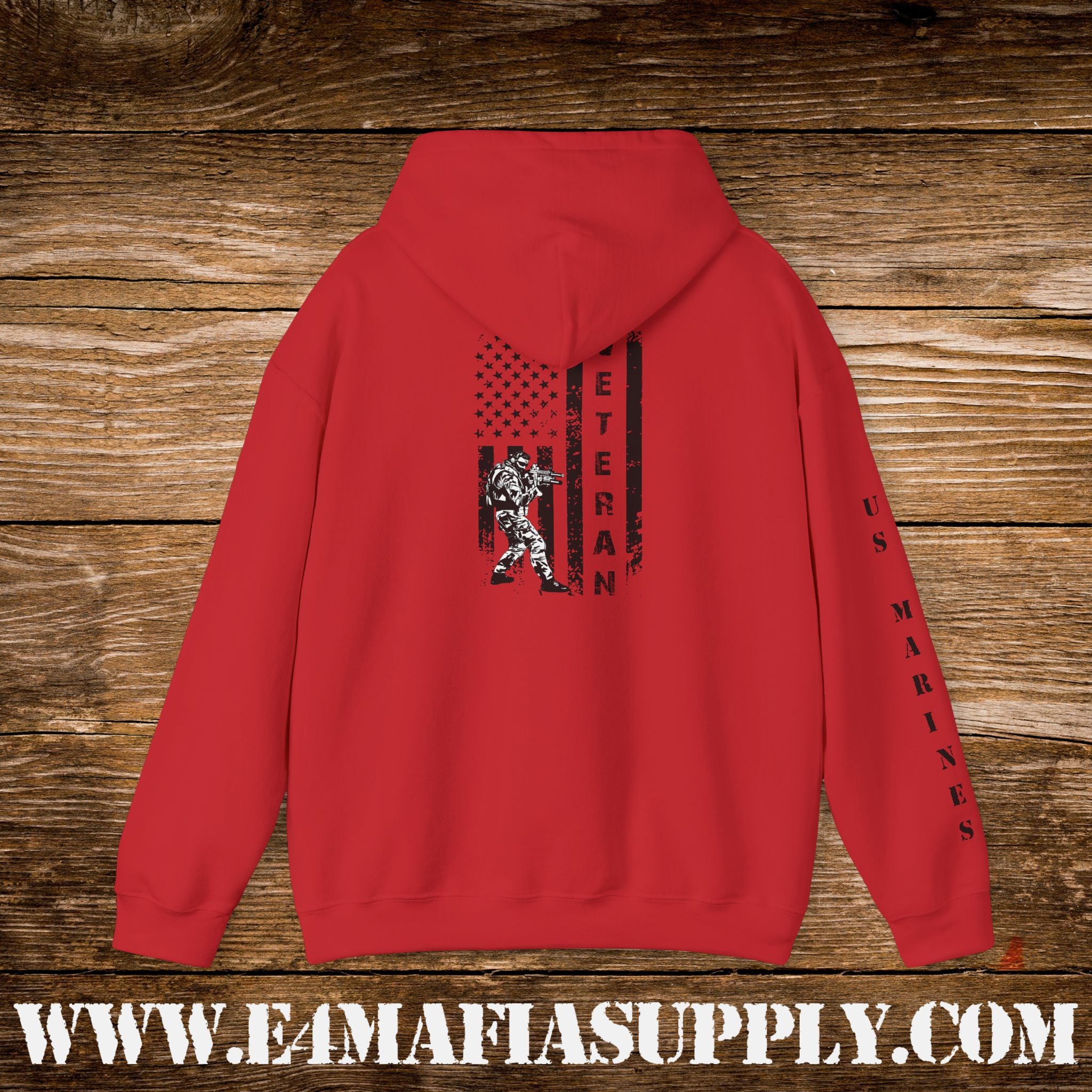 US Marines Vertical Flag Veteran Hoodie
