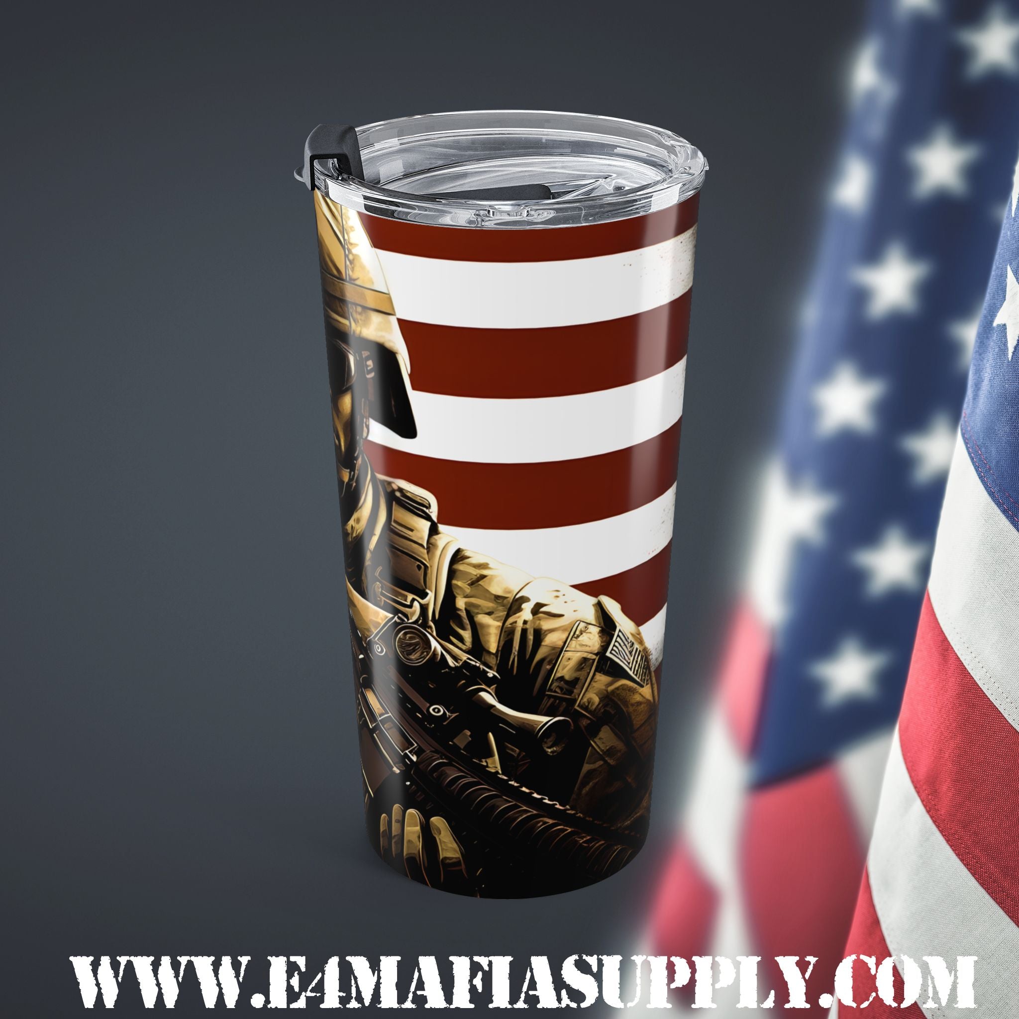 Locked, Loaded & Loyal — Patriotic Soldier Tumbler for America’s Warriors