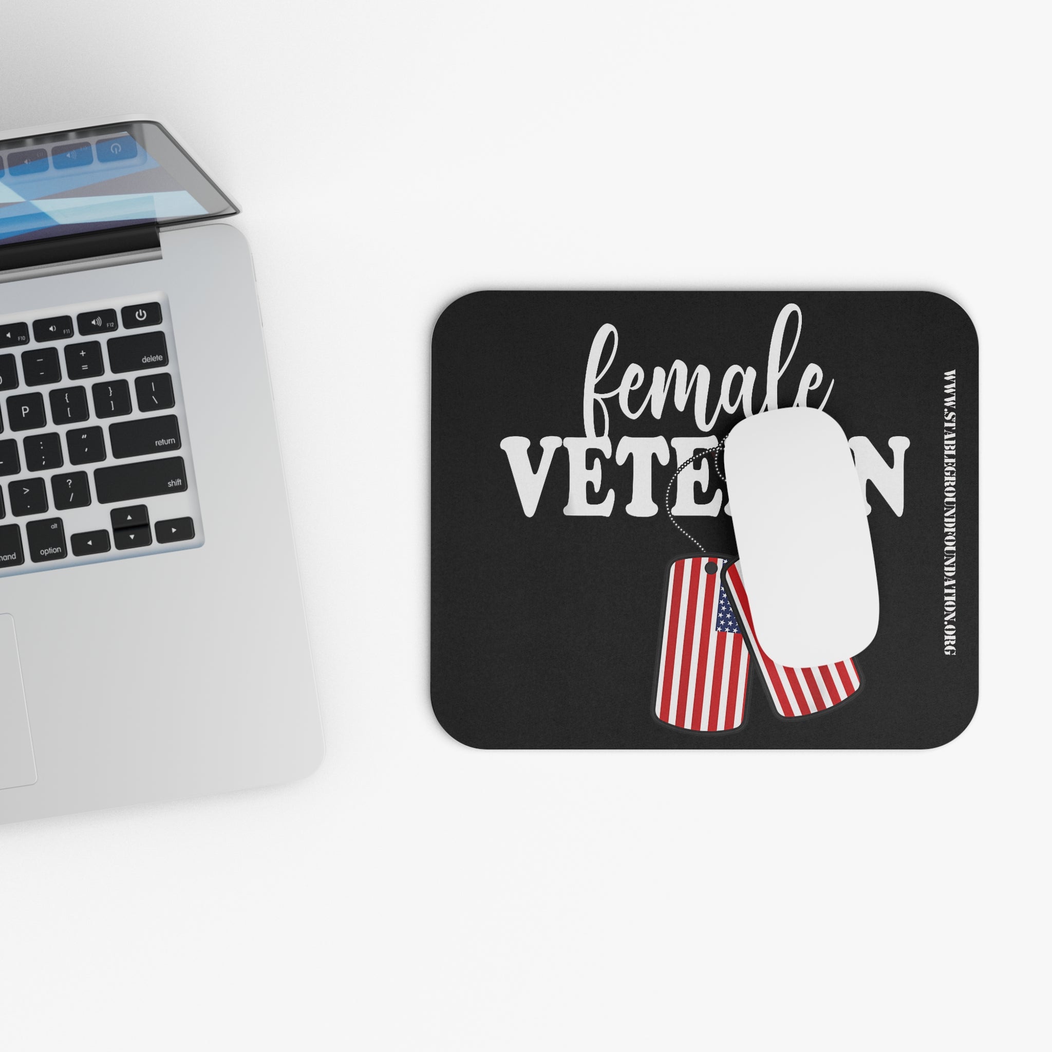 Female Veteran – American Flag Dog Tags Mouse Pad