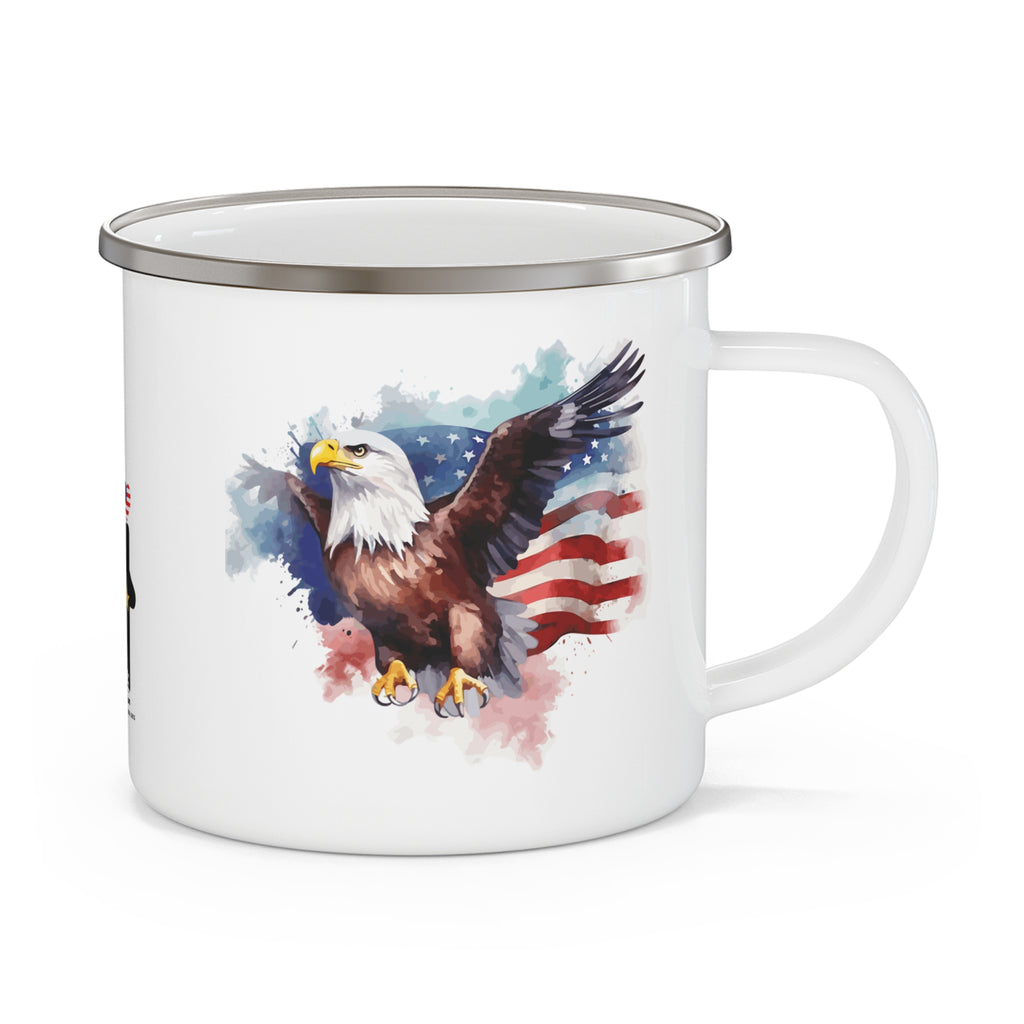 American Eagle Coffee Cup – Patriotic Watercolor Enamel Mug