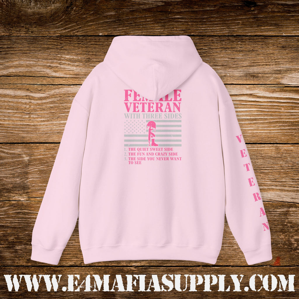 Female Veteran With Three Sides Hoodie