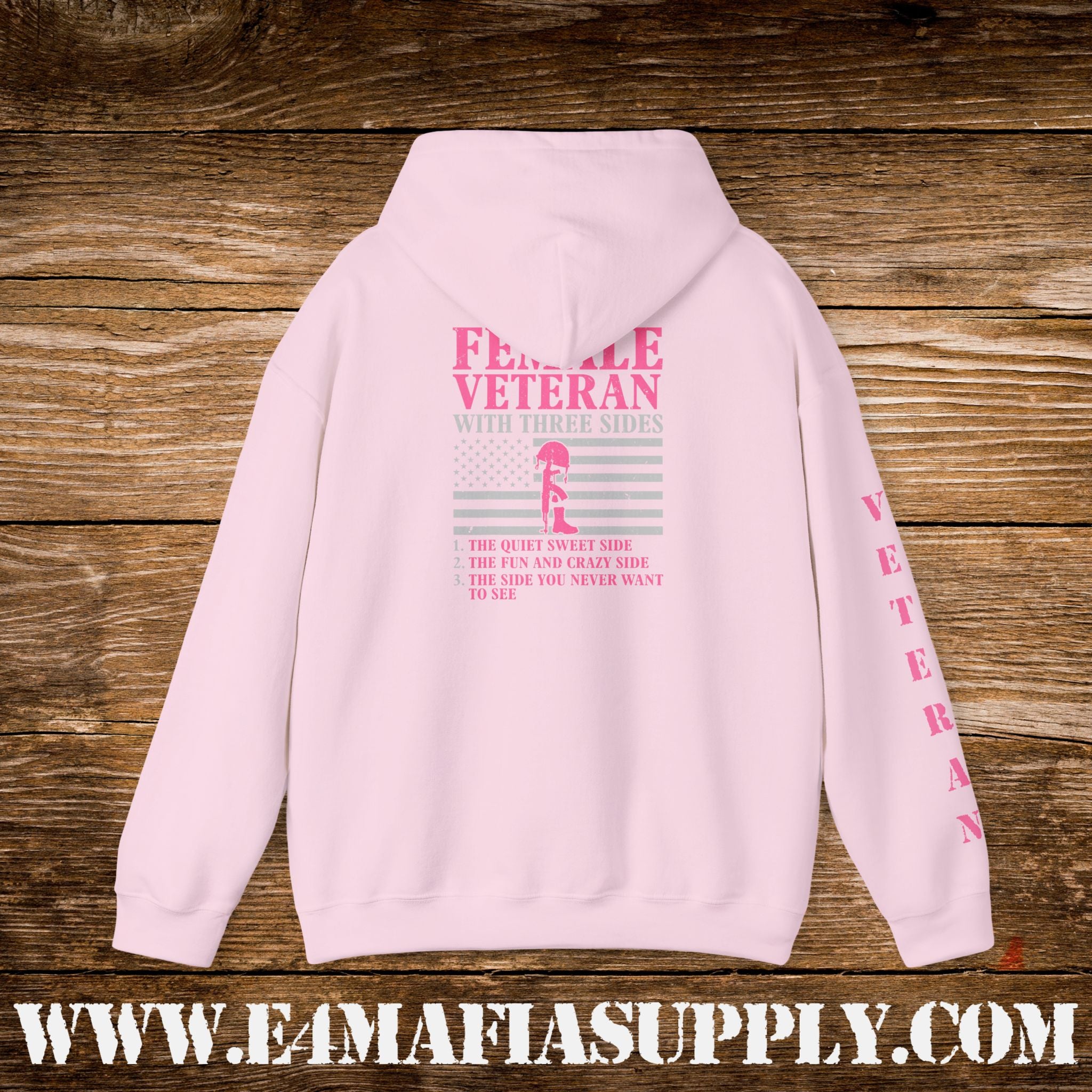Female Veteran With Three Sides Hoodie