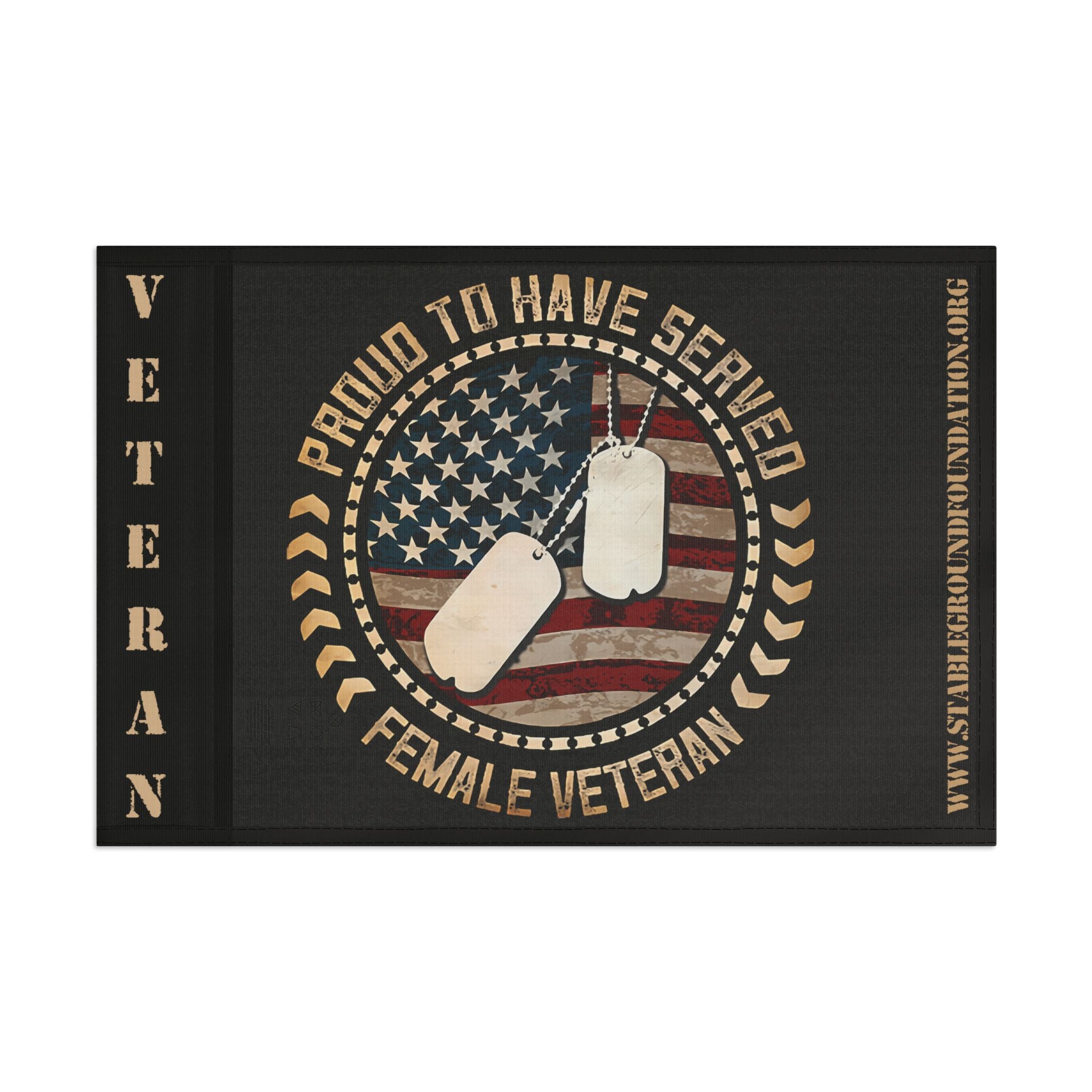 Proud to Have Served — Tan Female Veteran Flag with American Pride