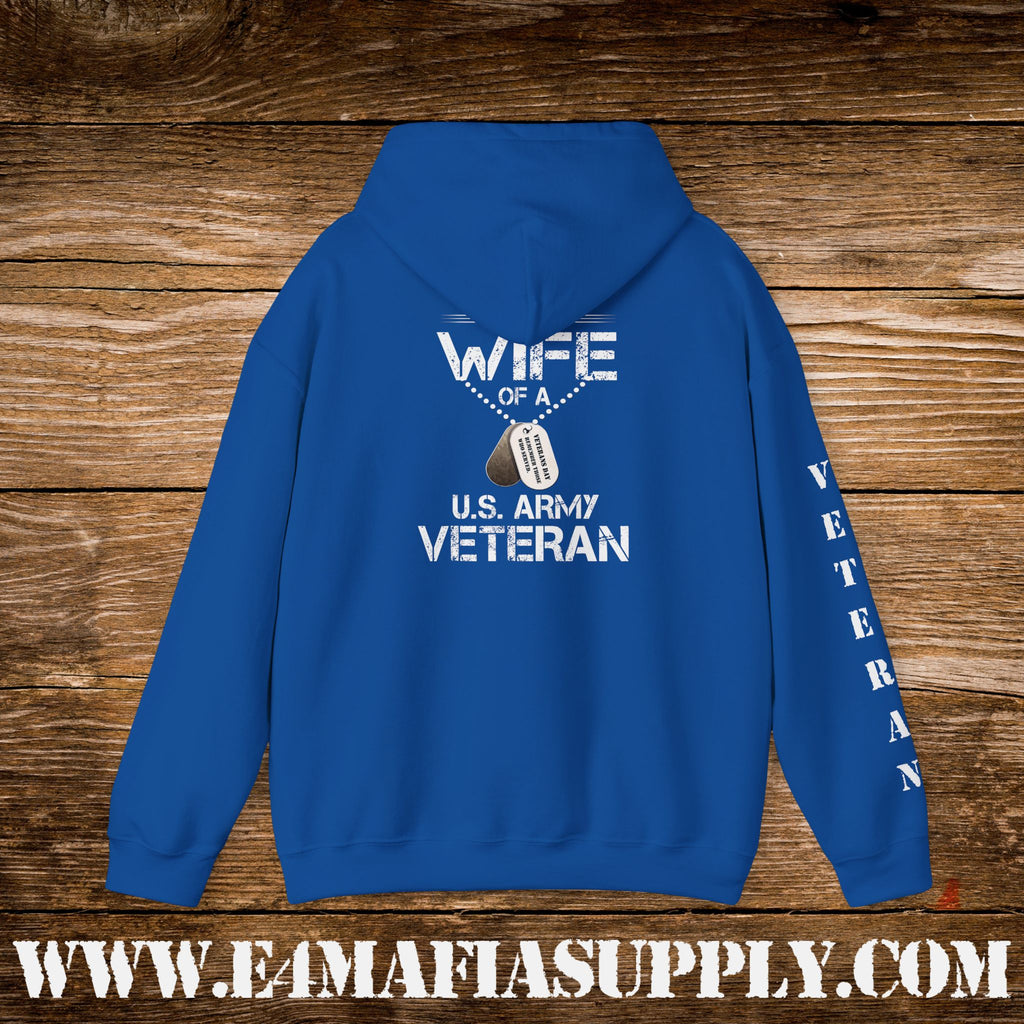 “Proud Wife of a U.S. Army Veteran” Military Hoodie