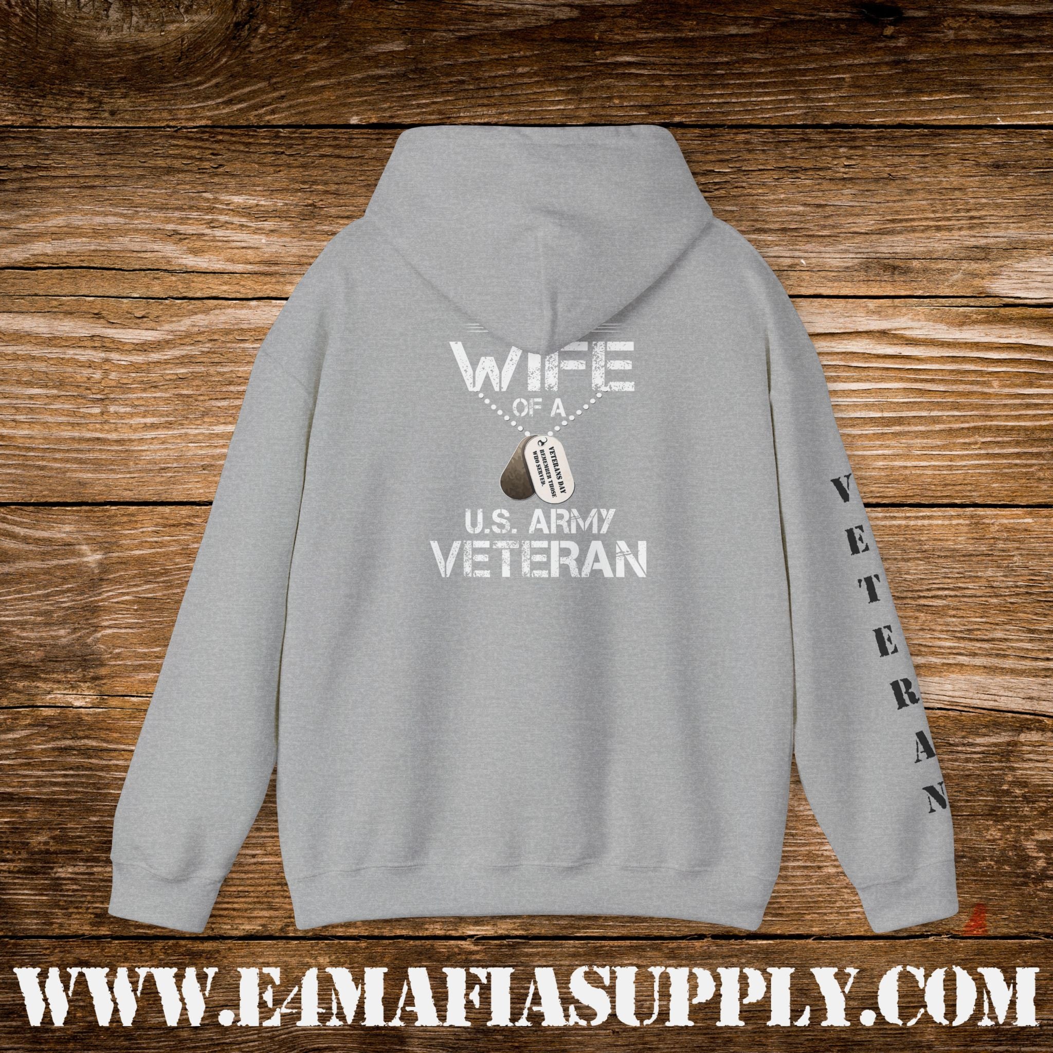 “Proud Wife of a U.S. Army Veteran” Military Hoodie
