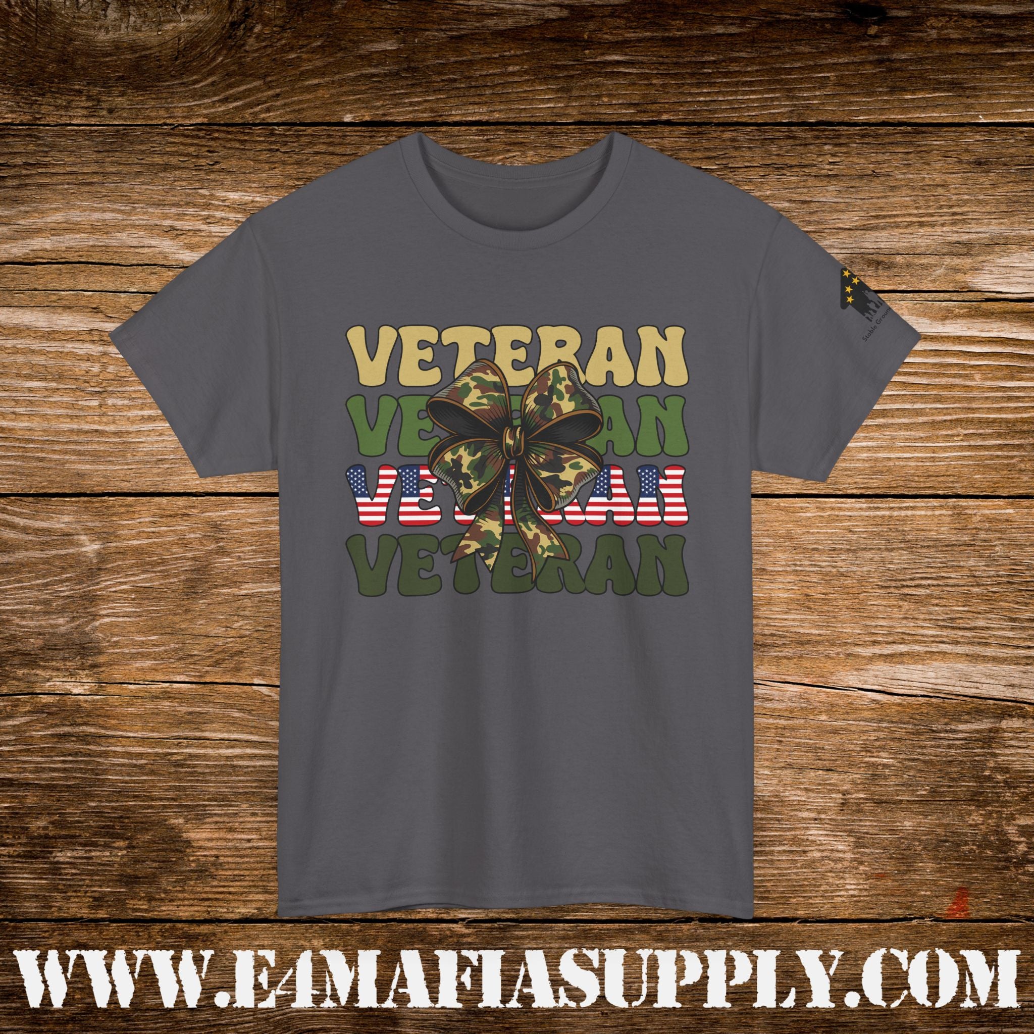 “Veteran” – American Flag Camo Butterfly T-Shirt