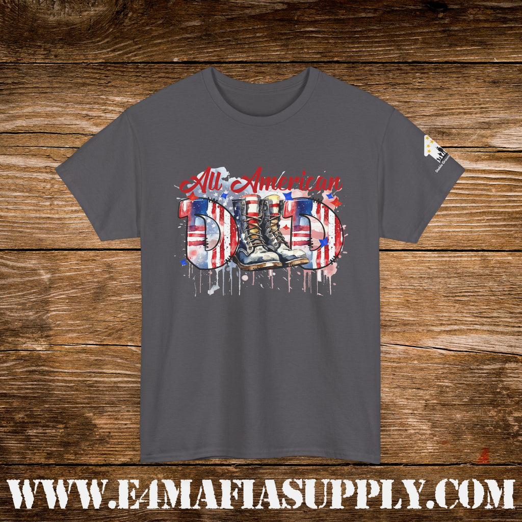 “All American Dad” – Patriotic Flag & Combat Boots T-Shirt
