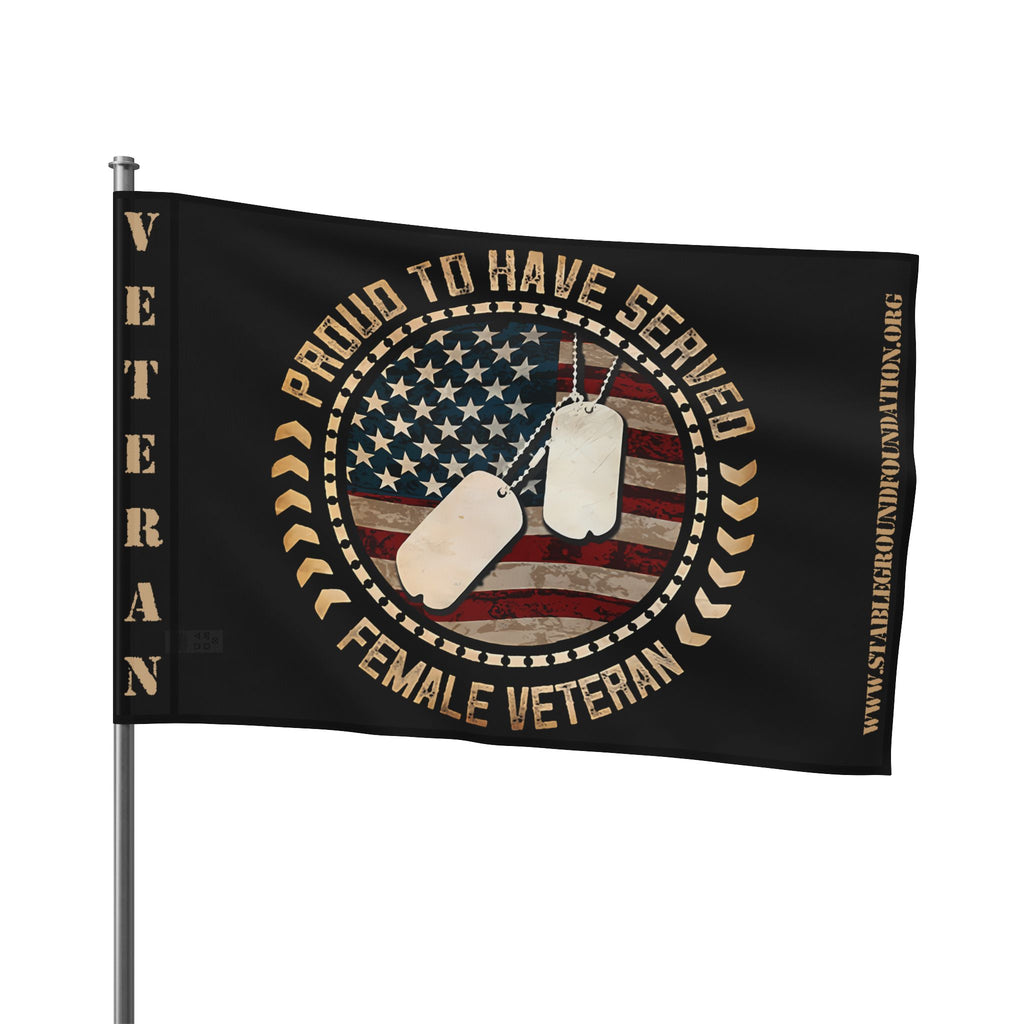 Proud to Have Served — Tan Female Veteran Flag with American Pride