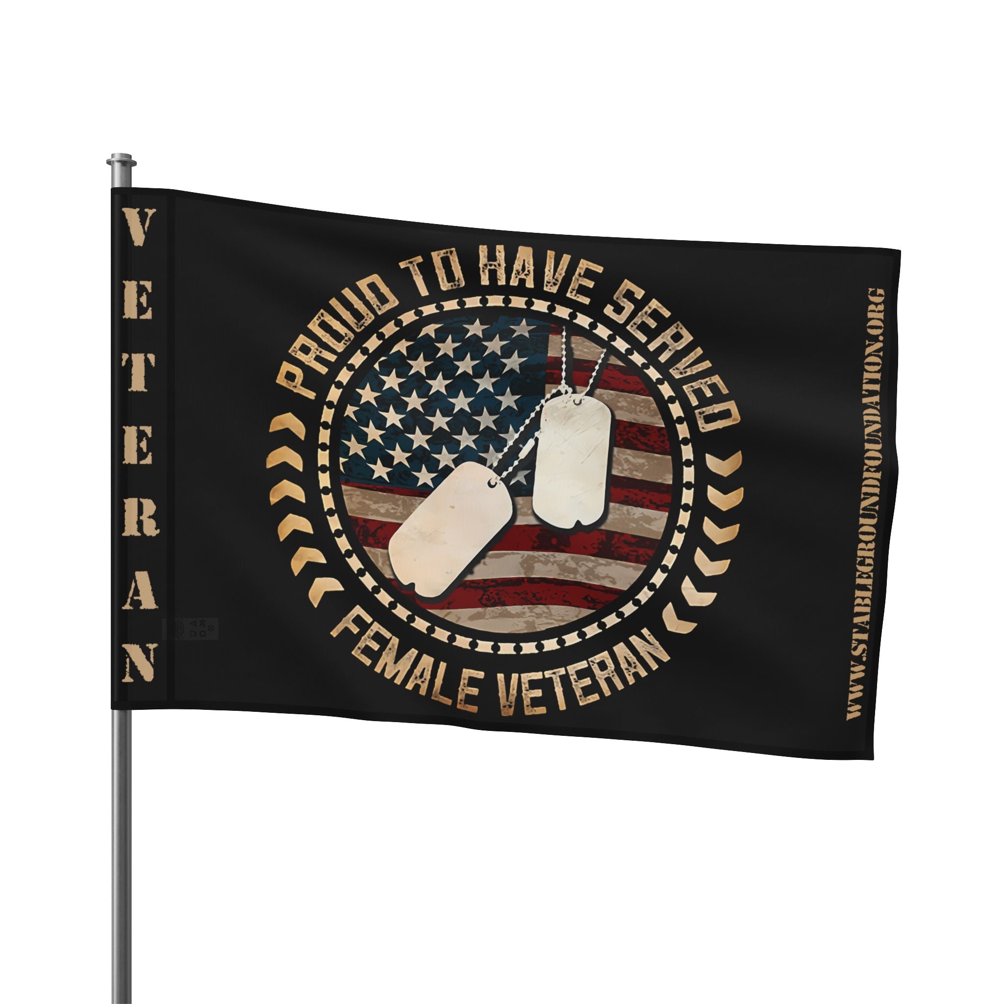 Proud to Have Served — Tan Female Veteran Flag with American Pride