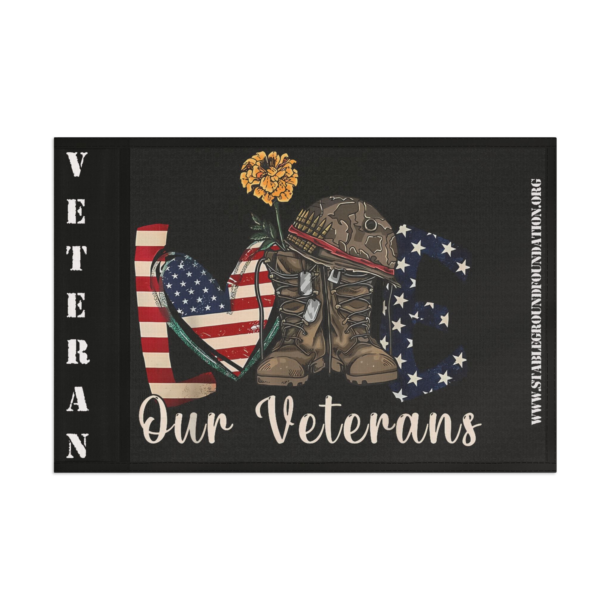 Love Our Veterans — Patriotic Flag Honoring Service, Sacrifice & Strength