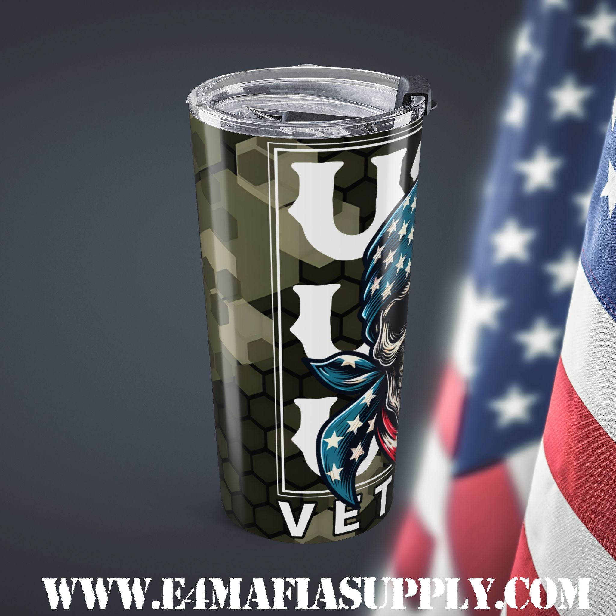 Patriotic Badass — American Flag Skull Tumbler for Proud Veterans