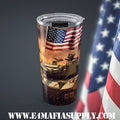Steel & Glory — Patriotic Tank Tumbler Built for the Bold