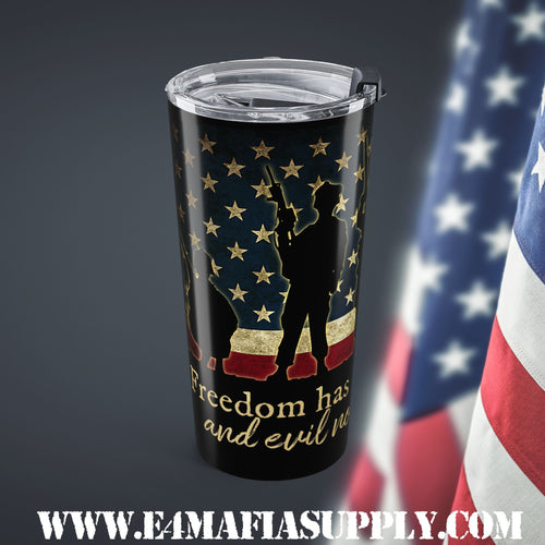 Brothers in Arms — Patriotic Silhouette Tumbler Honoring America’s Finest