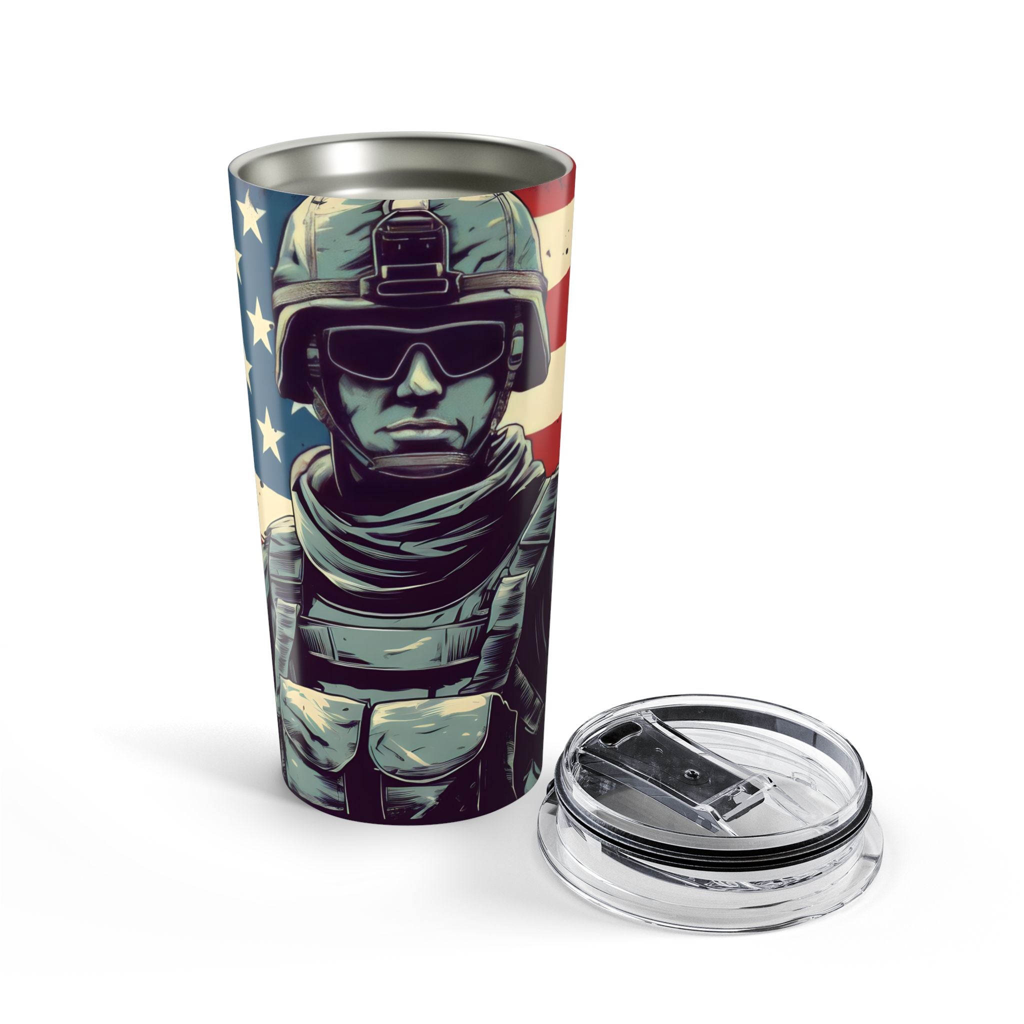 Modern Patriot — American Flag Soldier Tumbler for Everyday Warriors