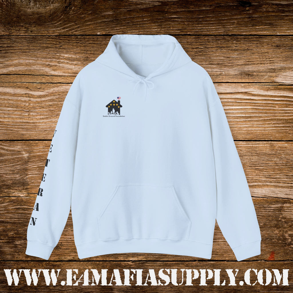 “Heroes Don’t Wear Capes – They Wear Dog Tags & Combat Boots” Patriotic Veteran Sleeve Hoodie