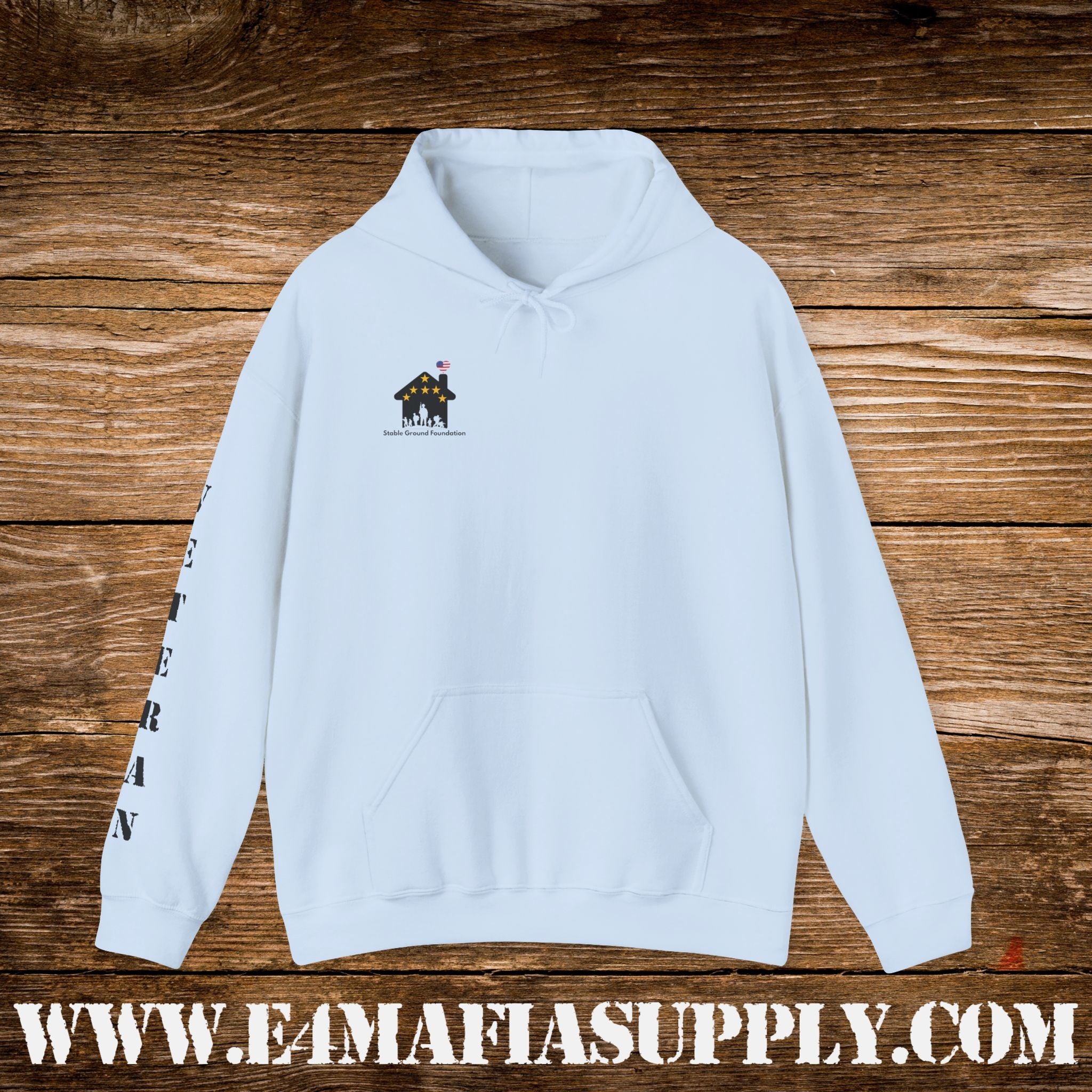 “Heroes Don’t Wear Capes – They Wear Dog Tags & Combat Boots” Patriotic Veteran Sleeve Hoodie
