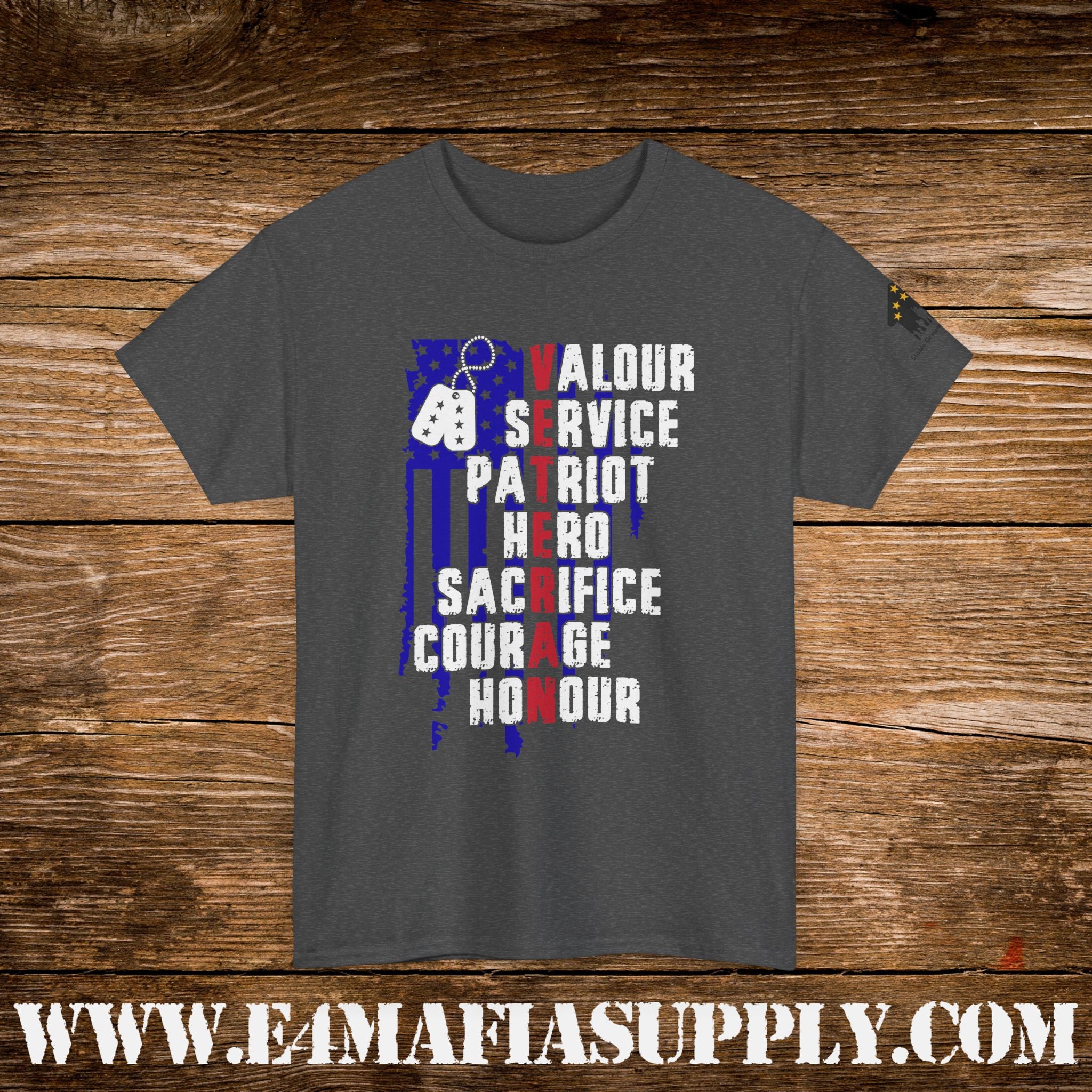 “Valour, Service, Patriot, Hero” – Military Pride & Sacrifice T-Shirt