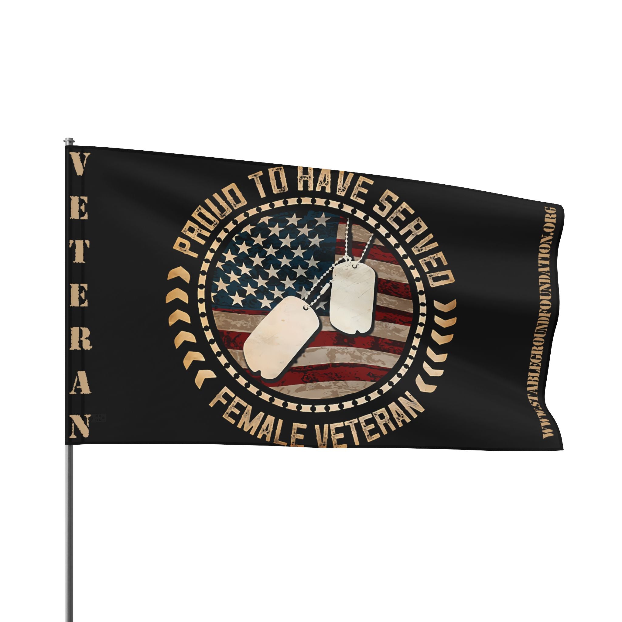 Proud to Have Served — Tan Female Veteran Flag with American Pride