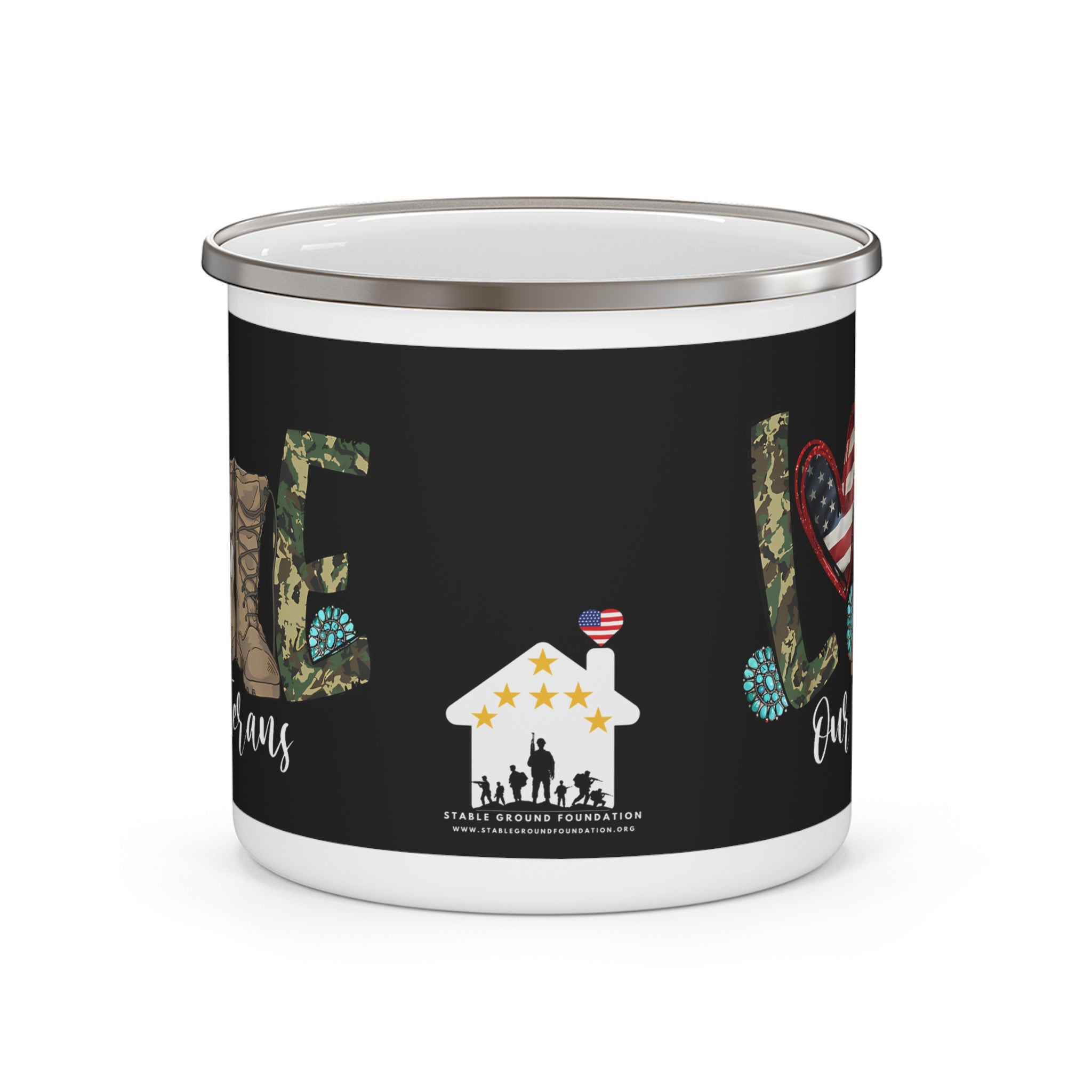 Love Our Veterans Enamel Mug