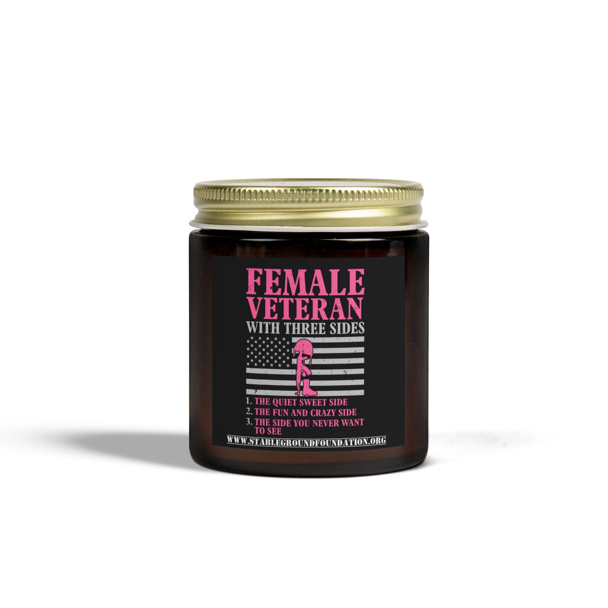 Female Veteran Candle – Pink Ribbon Tribute with Three Sides of Strength