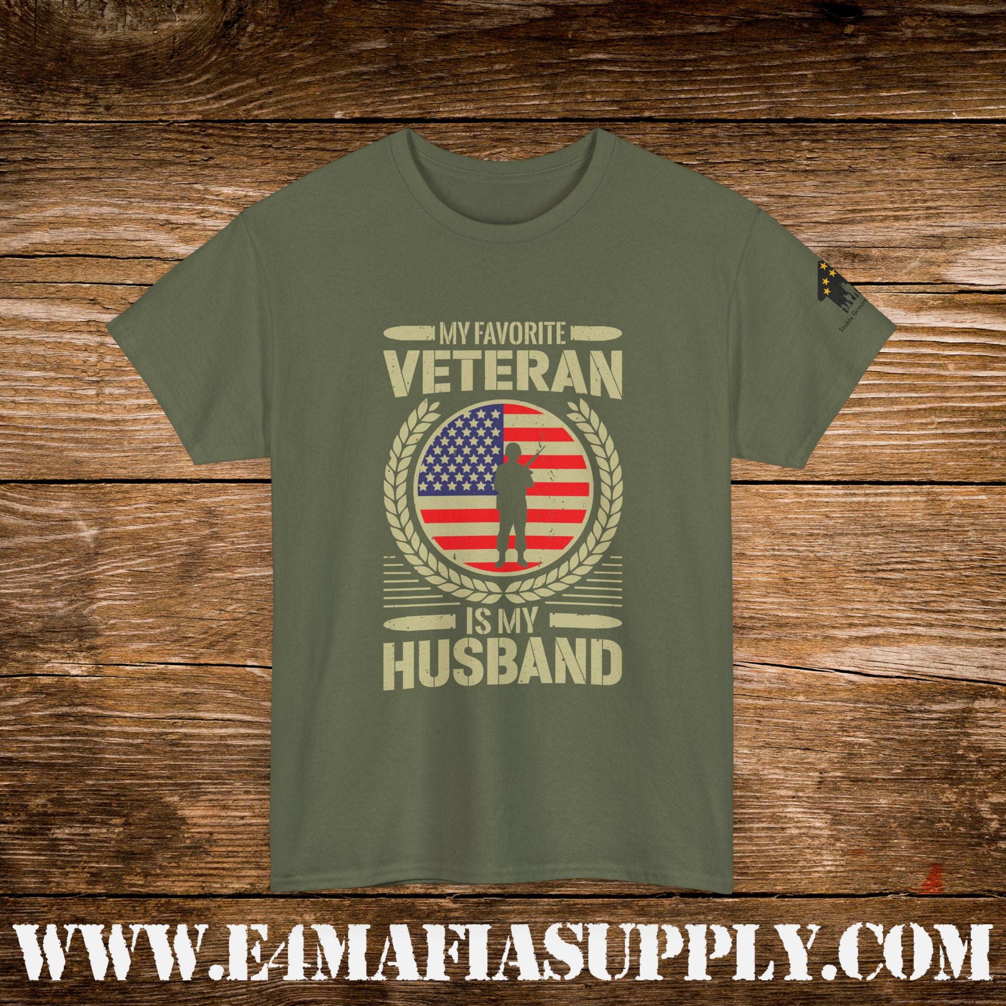 “My Favorite Veteran Is My Husband” – Patriotic Military Wife T-Shirt