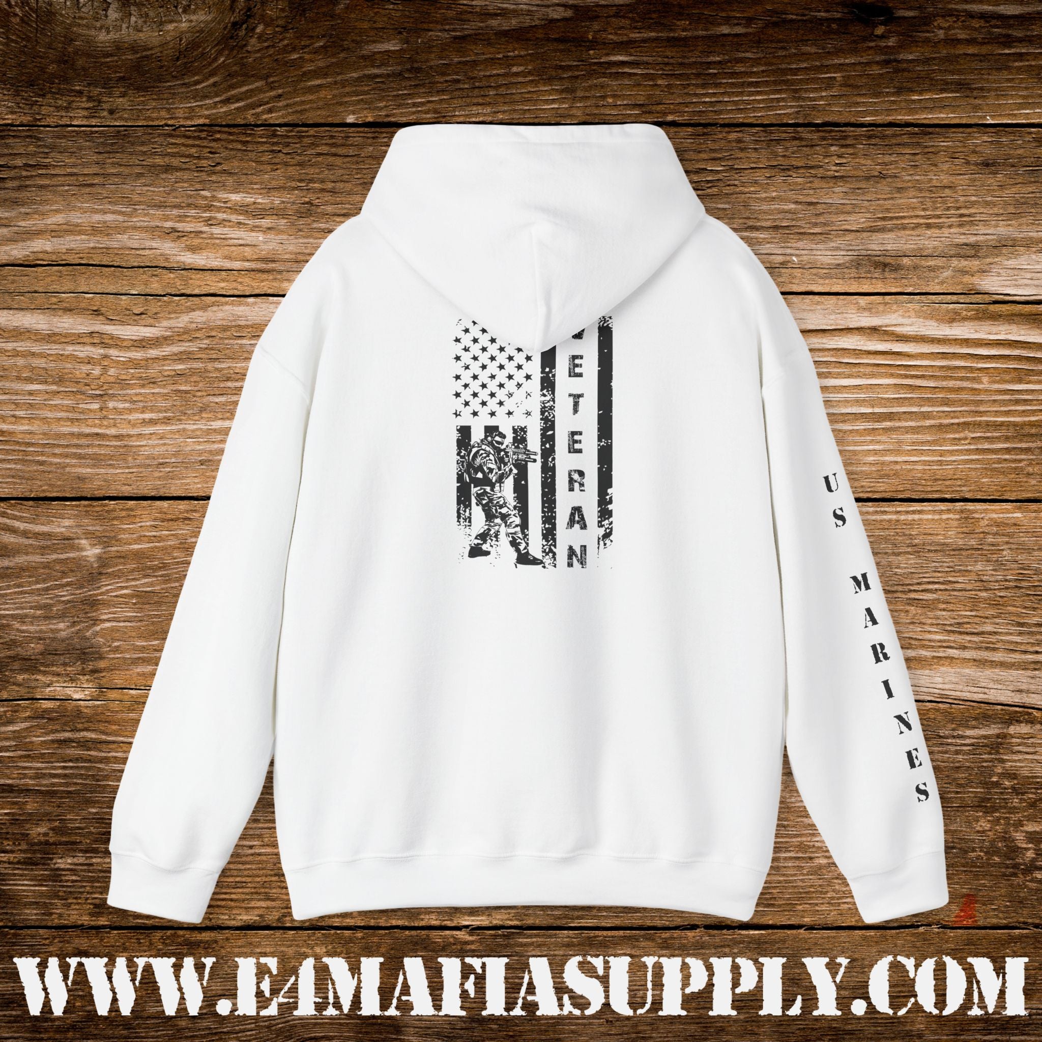 US Marines Vertical Flag Veteran Hoodie