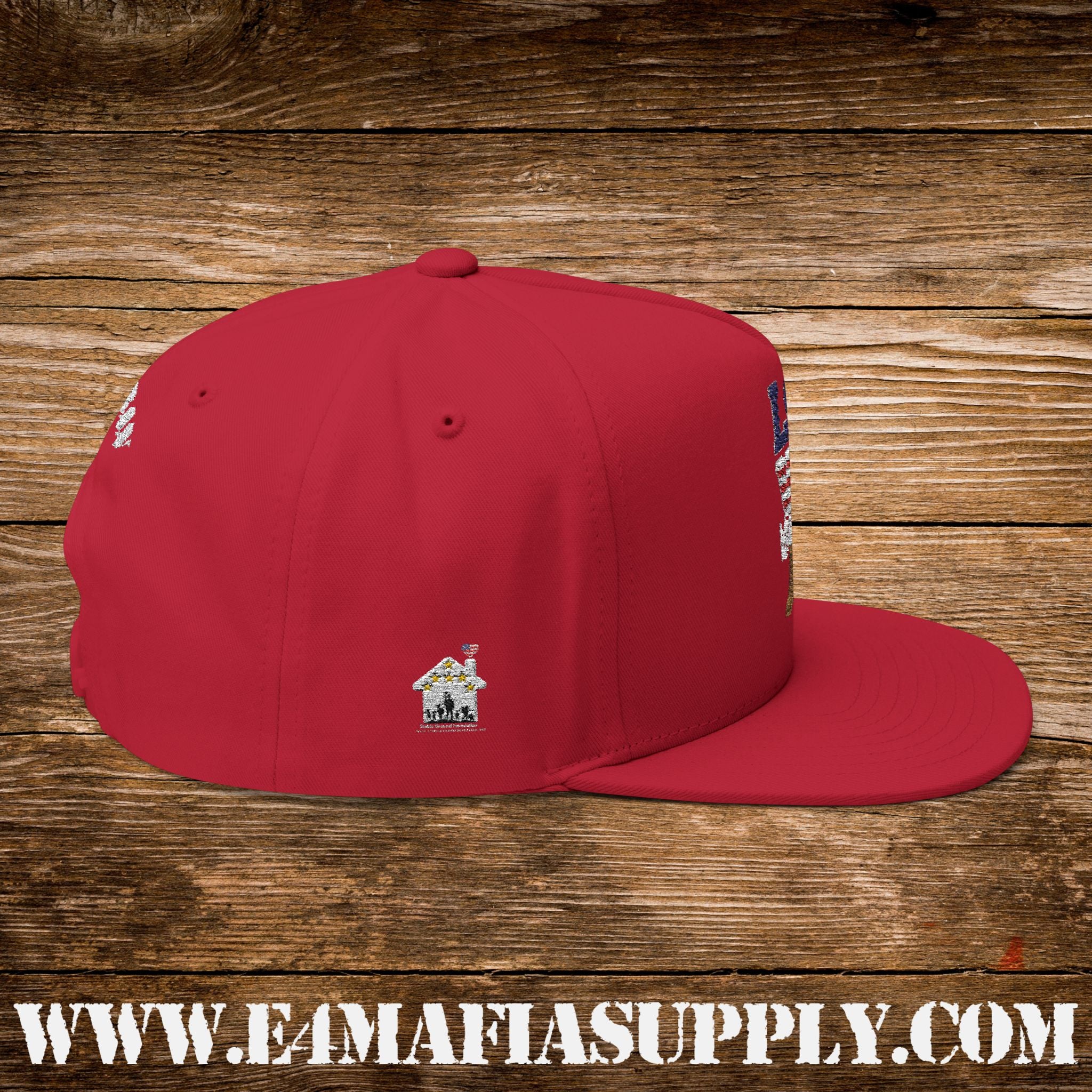 Patriotic “Love Veterans” Flat Bill Cap with American Flag Heart and Combat Boots