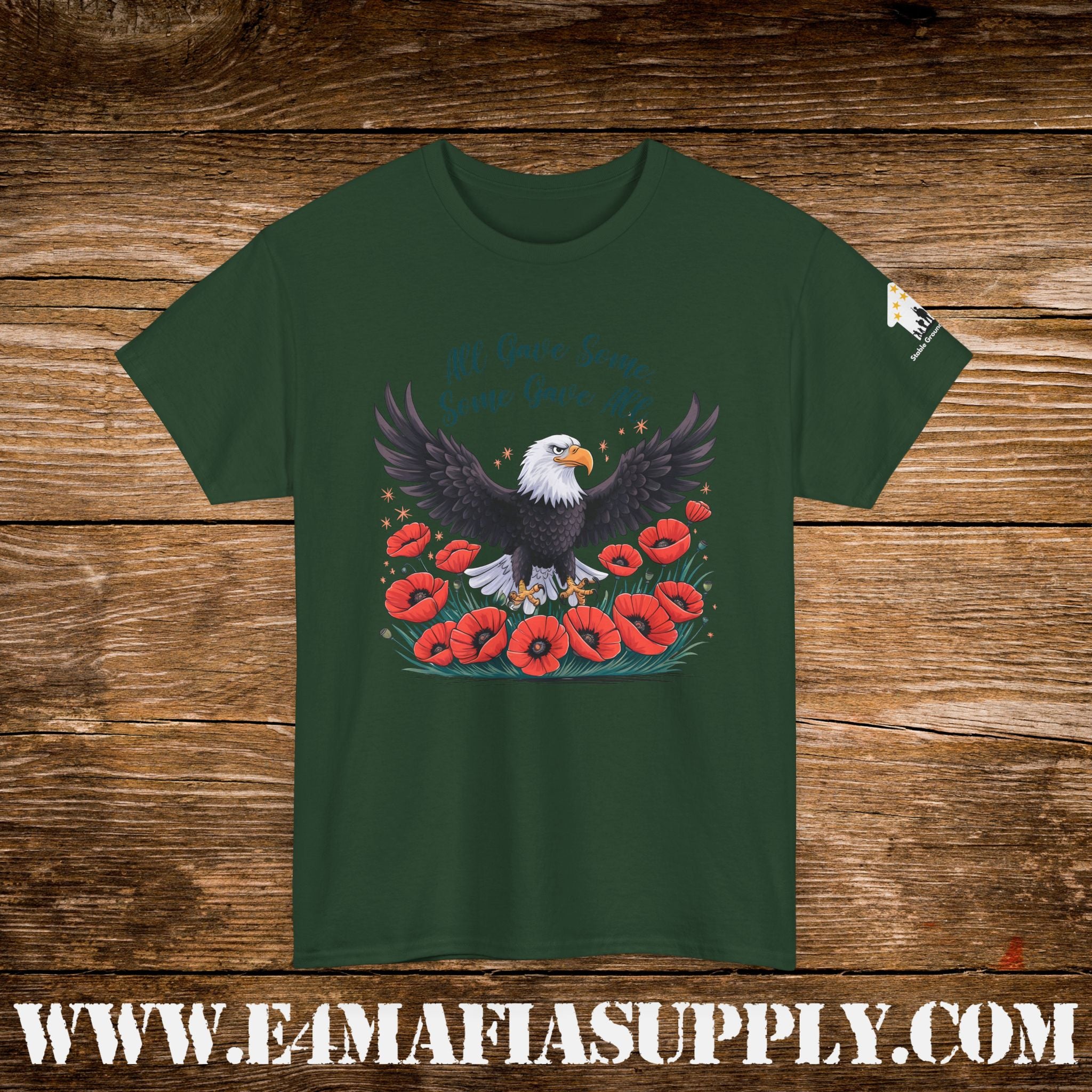“All Gave Some, Some Gave All” – Bald Eagle & Poppies Memorial Veteran T-Shirt