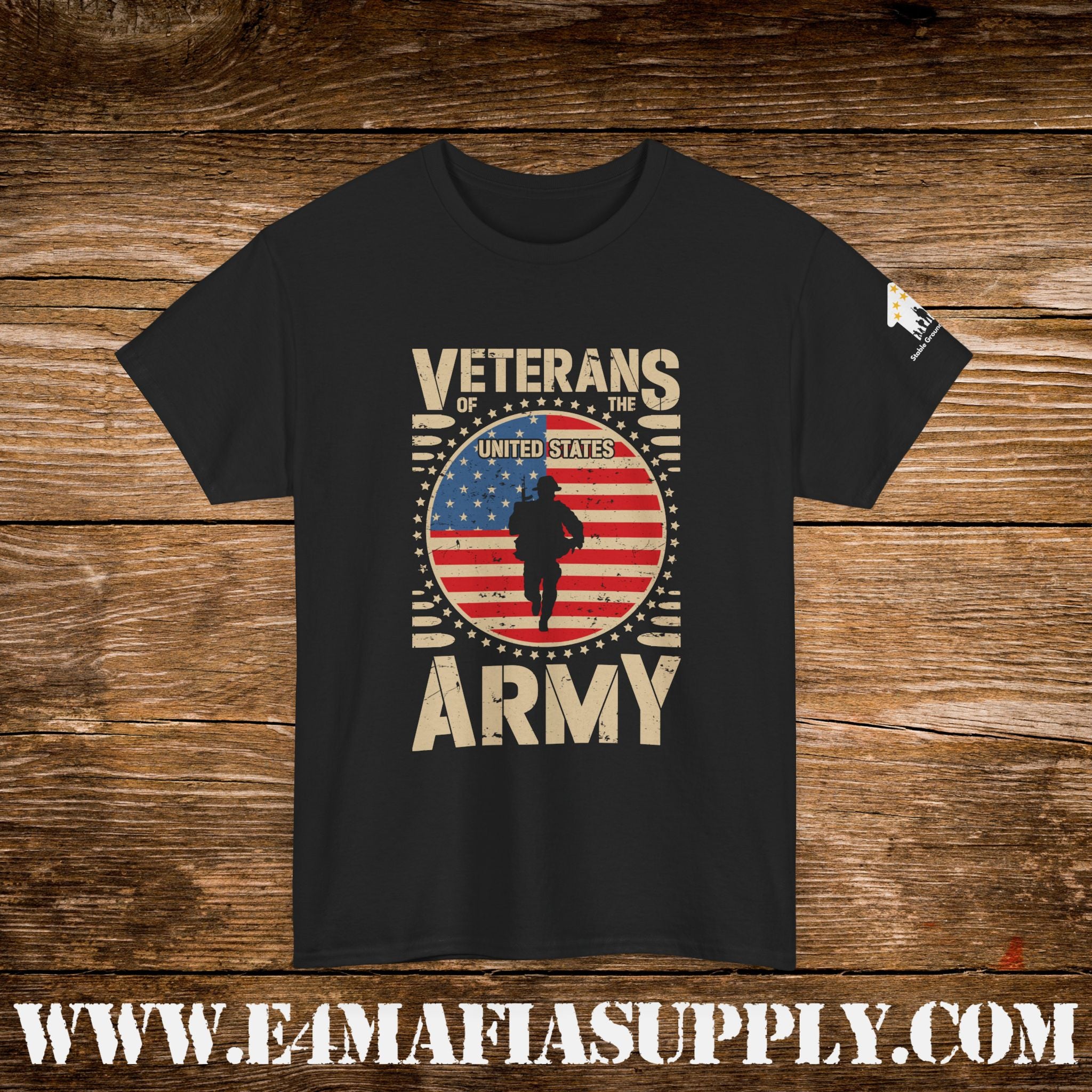 “Proud Army Veteran” – Patriotic Soldier Silhouette Flag T-Shirt